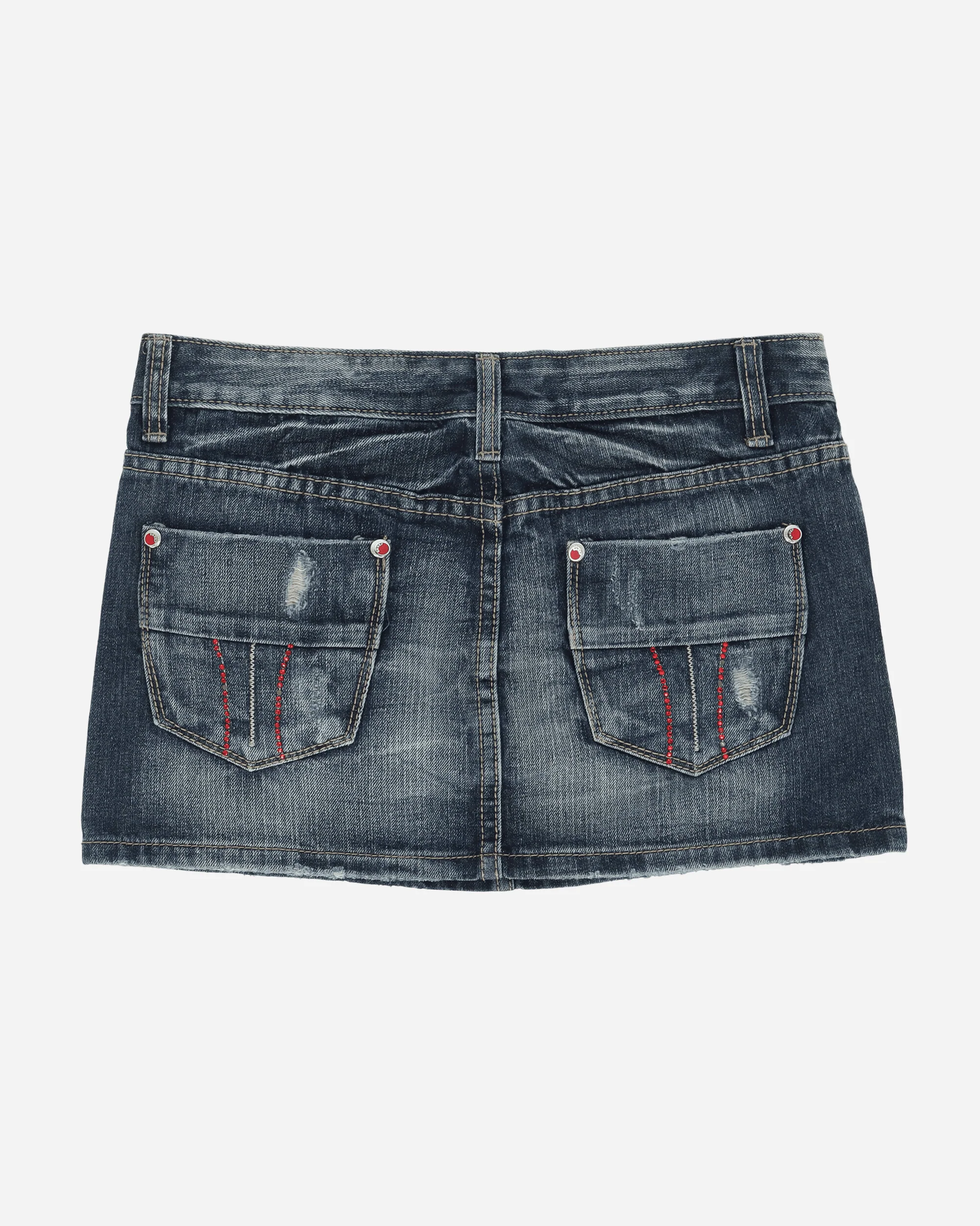 Women's Distressed Denim Mini Skirt Blue - Image 2