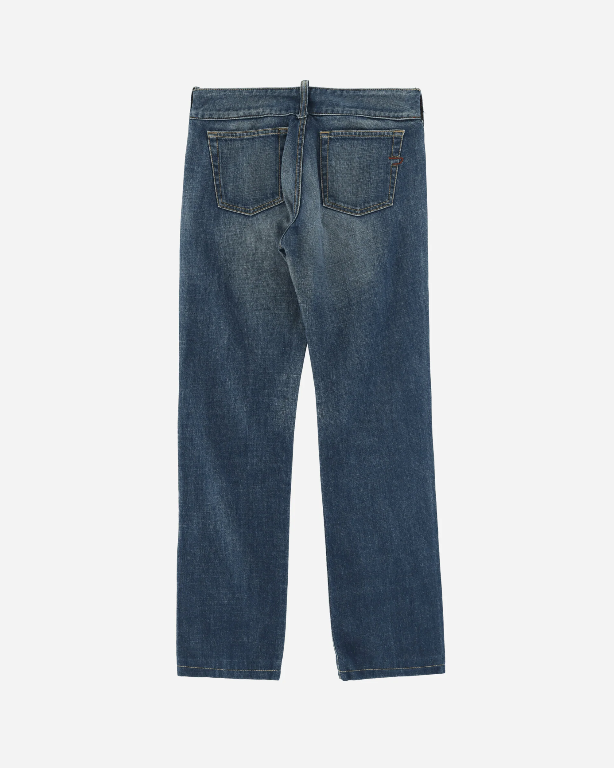 Women's Low Waist Belted Jeans Blue - Image 2