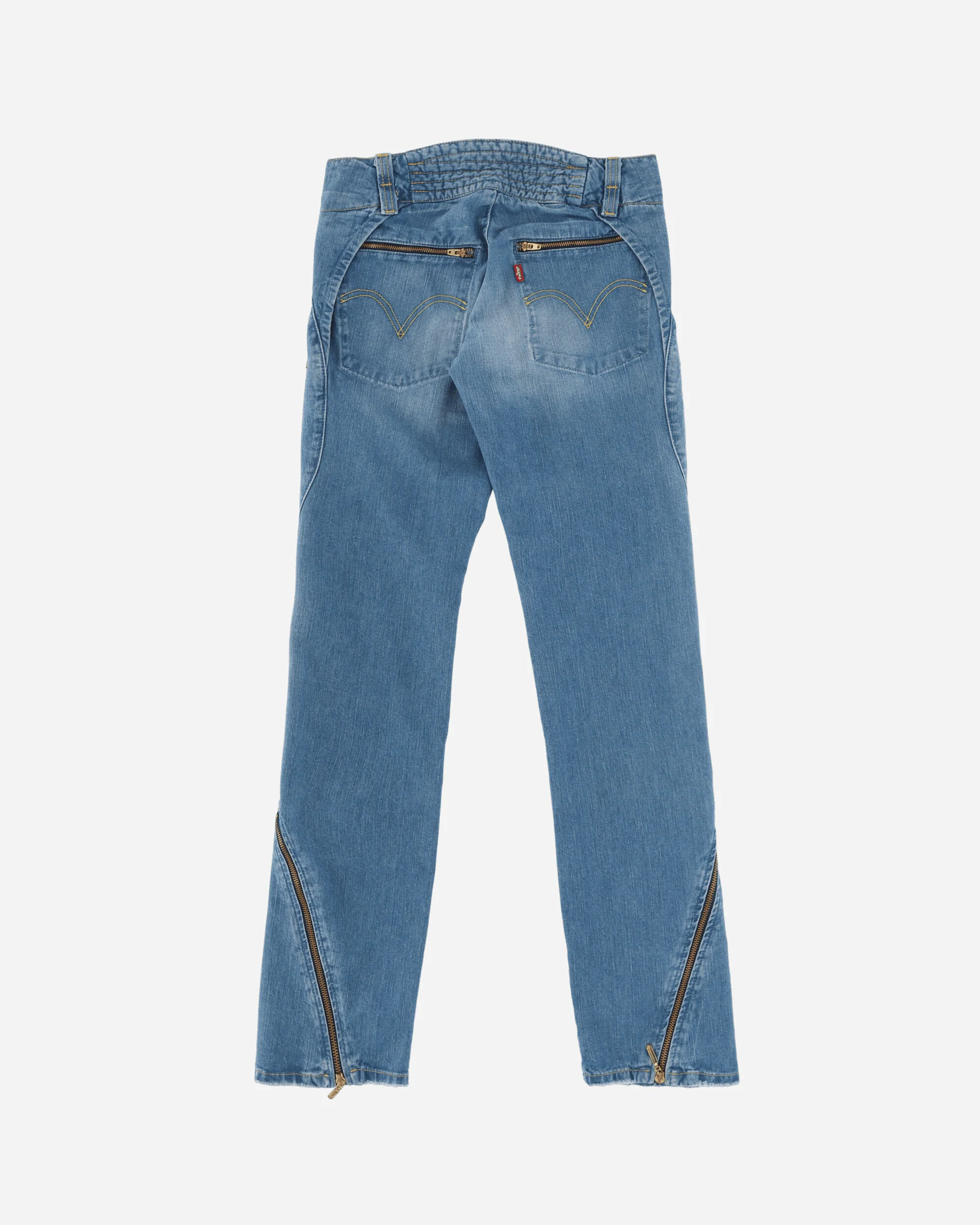 Women's Deadstock Zipped Jeans Blue - Image 2
