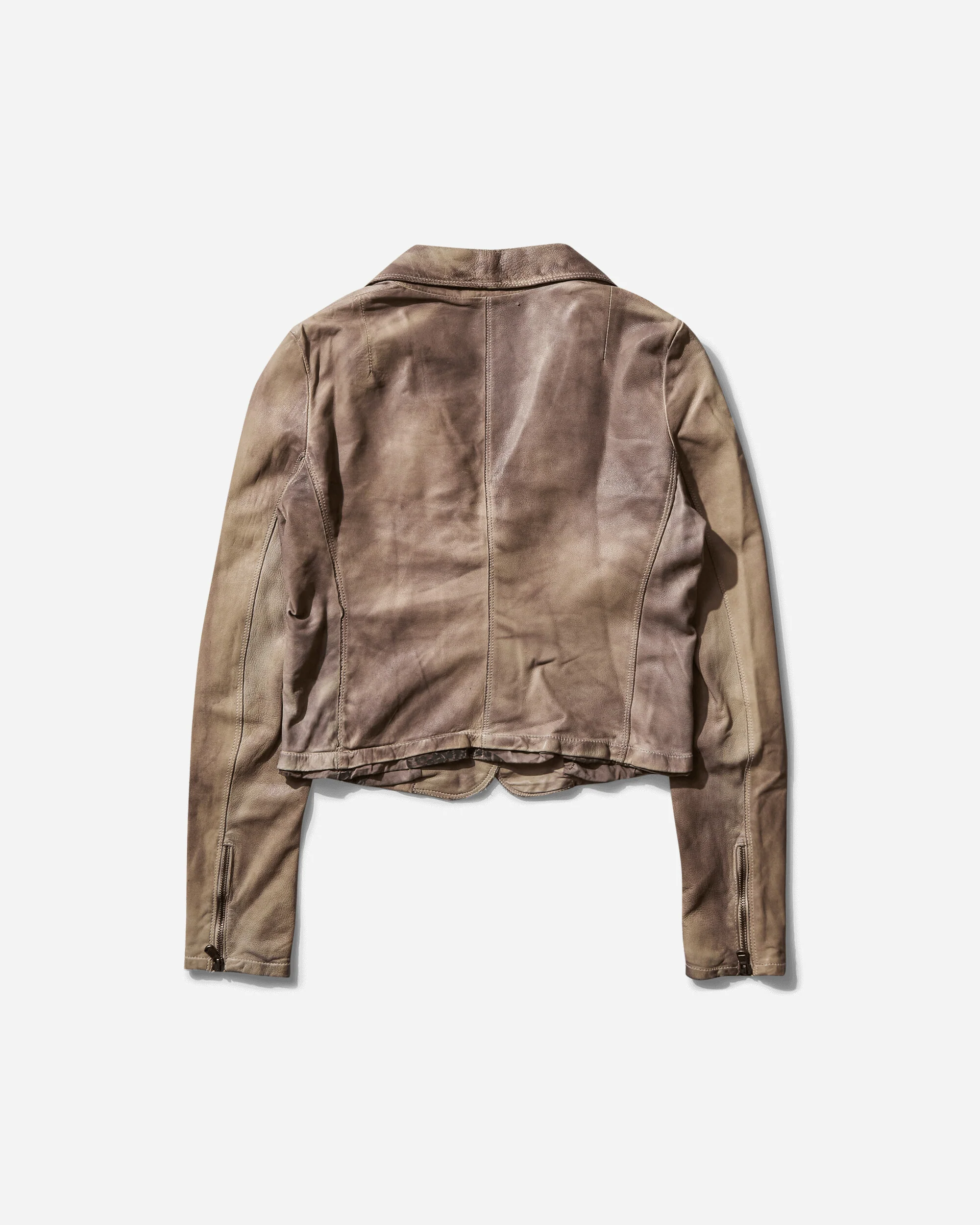 Women's Faded Leather Blazer Brown - Image 2
