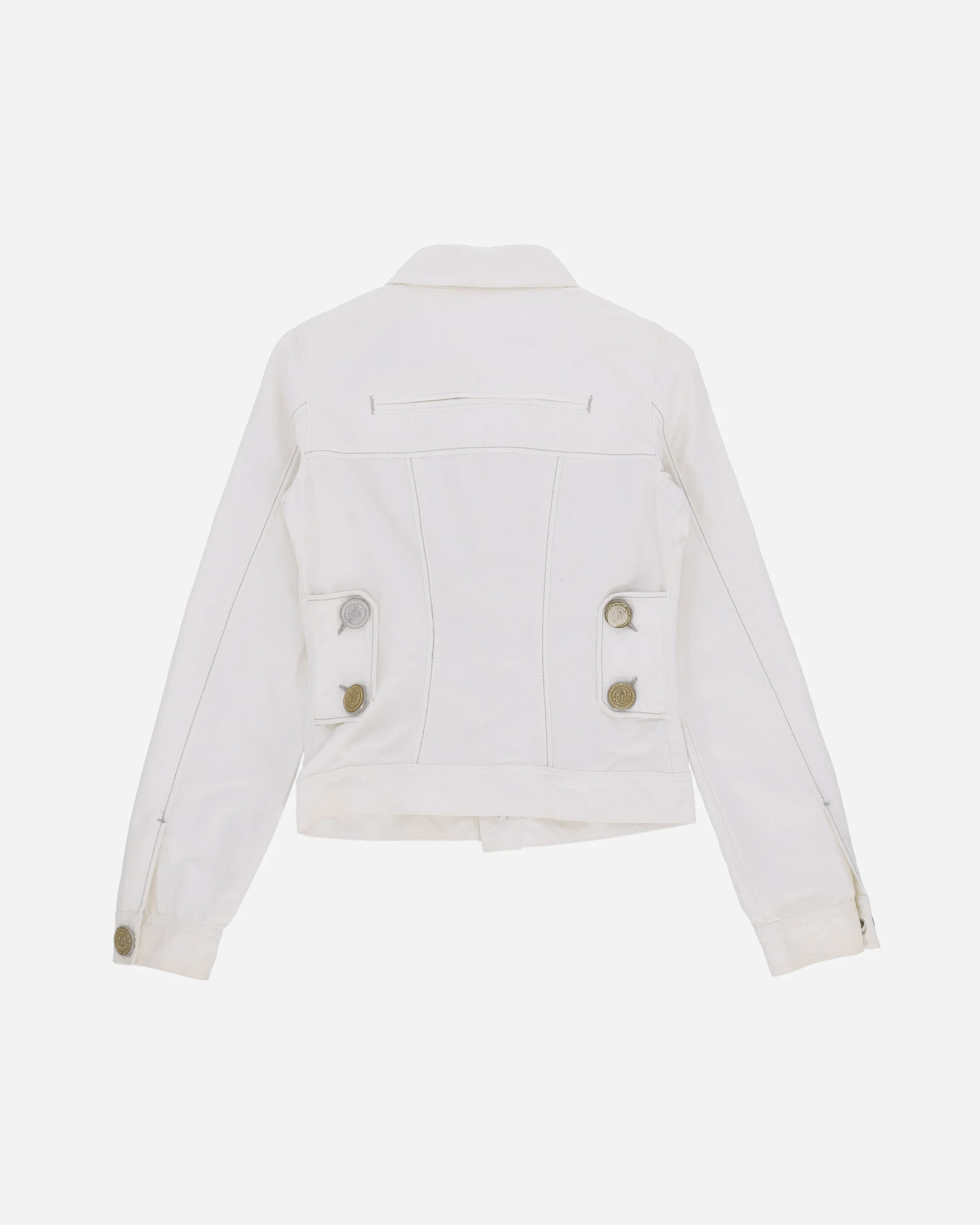 Women's Golden Buttons Denim Jacket White - Image 2