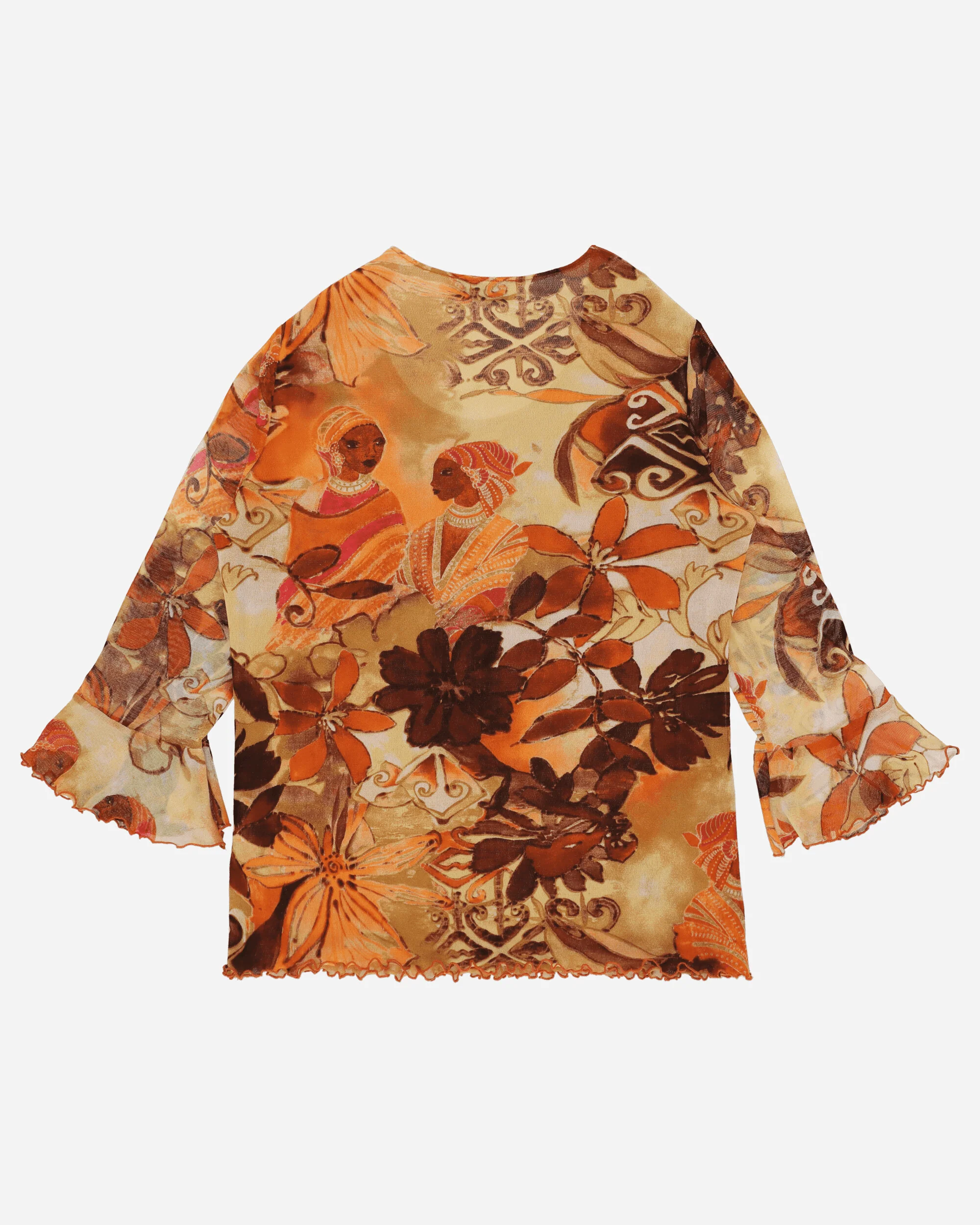 Women's Mesh Printed Top Orange - Image 2