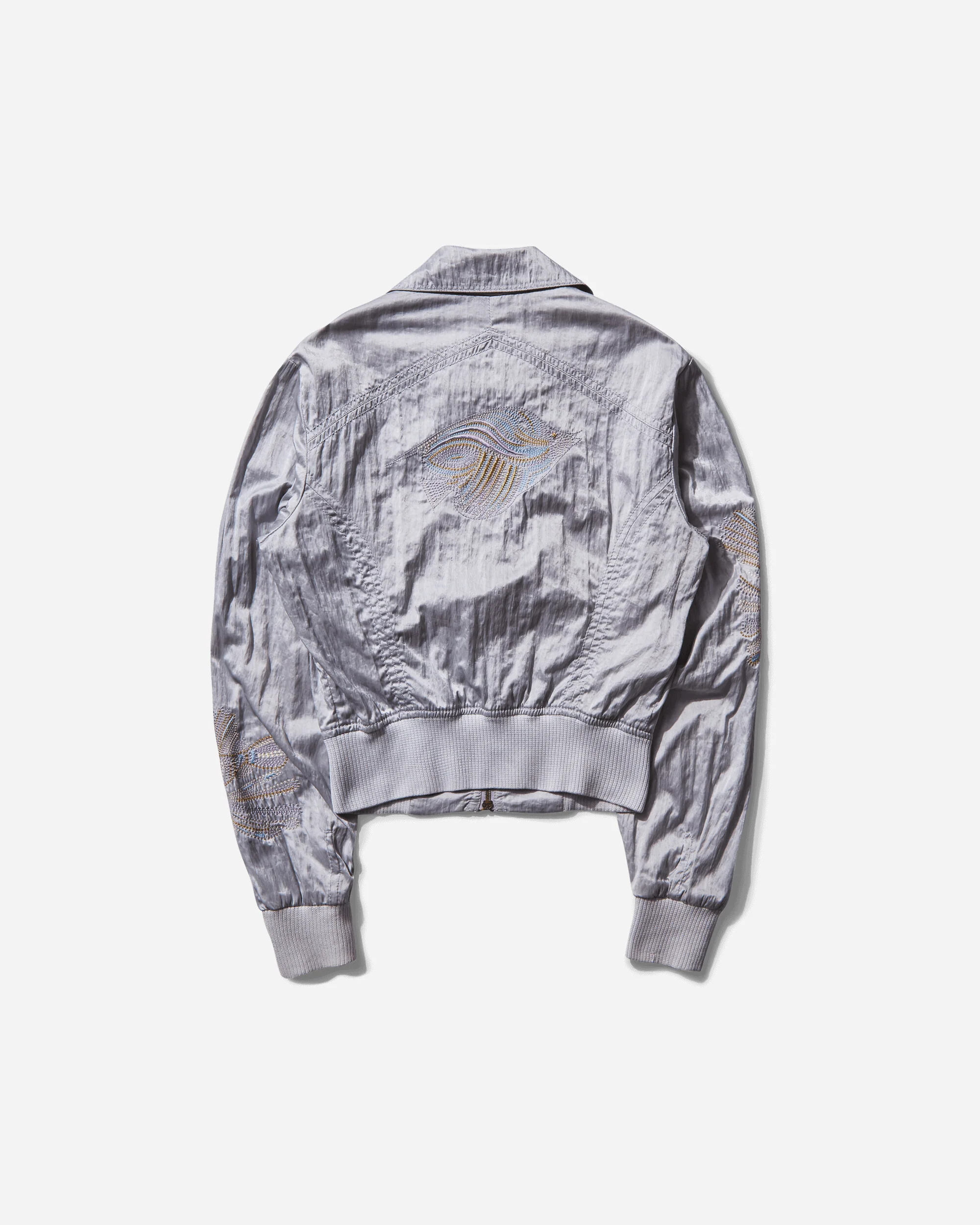 Women's Fish Embroidery Satin Jacket Lilac - Image 2