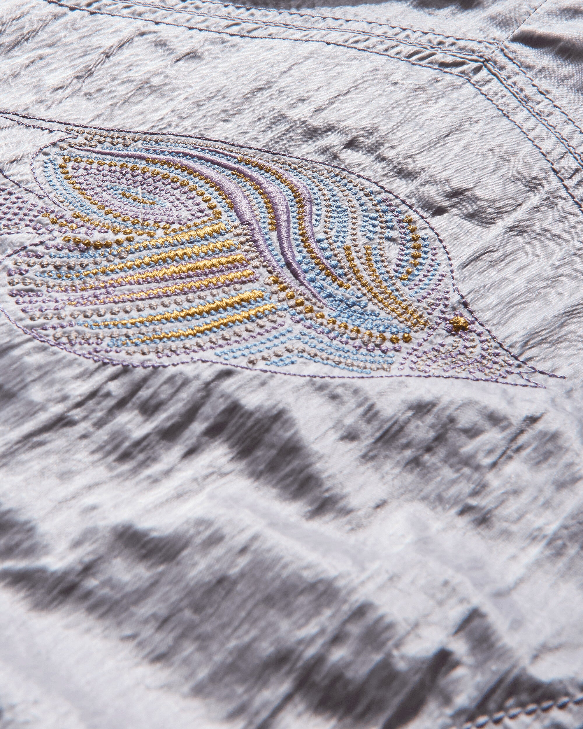 Women's Fish Embroidery Satin Jacket Lilac - Image 4
