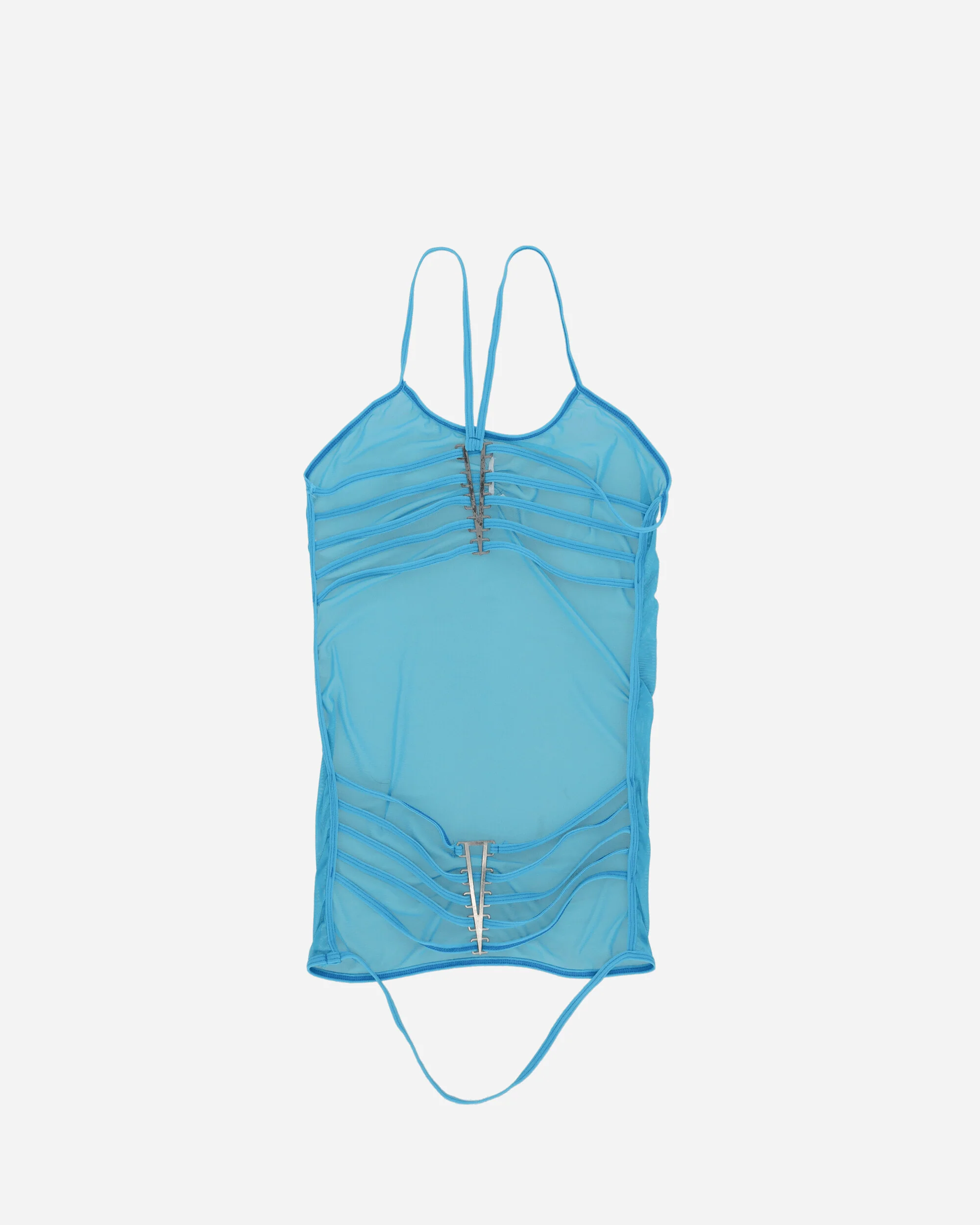 Women's Back Neckline Mesh Top Blue - Image 2