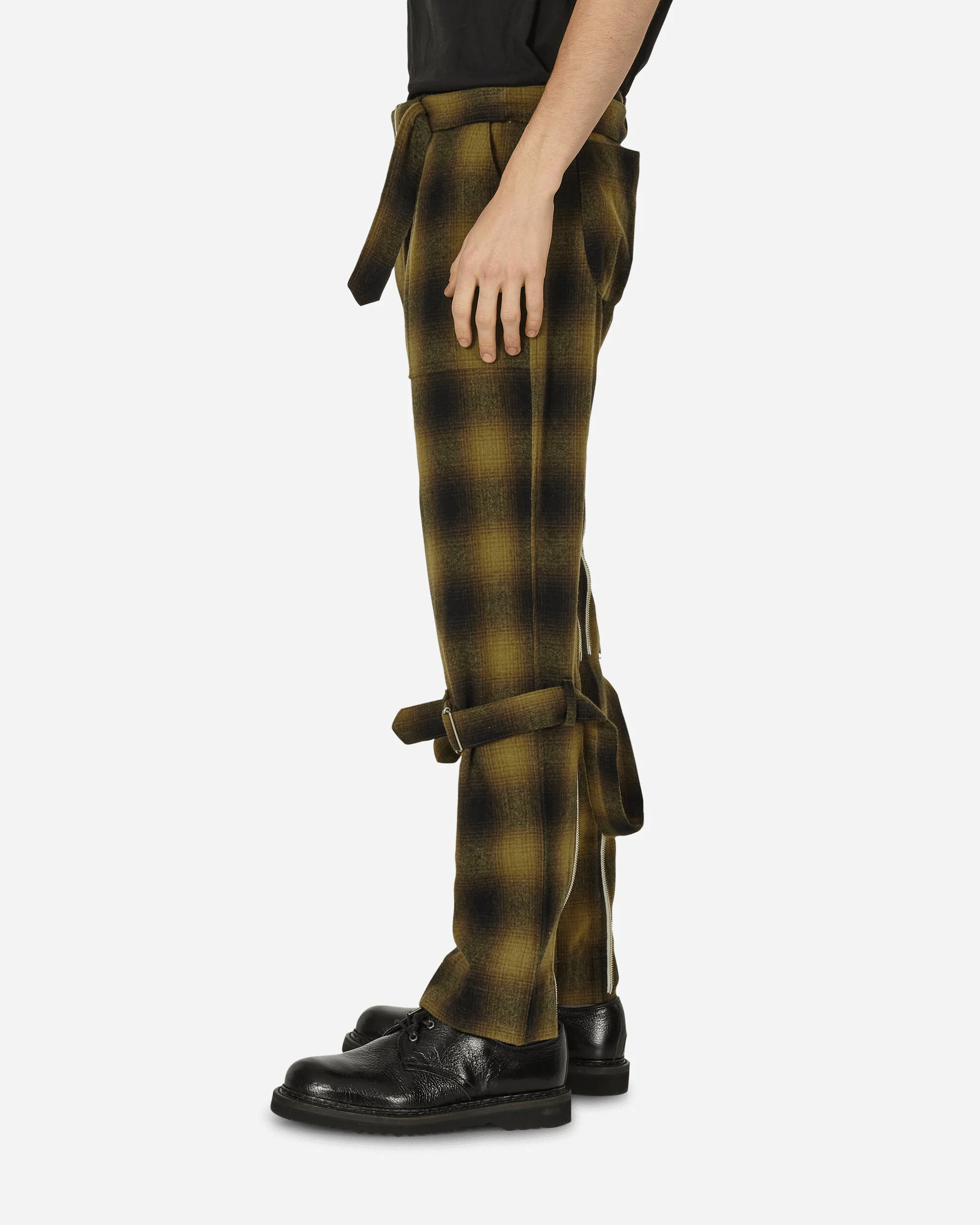 Plaid Wool Ombre Bontage Pants Yellow - Image 2