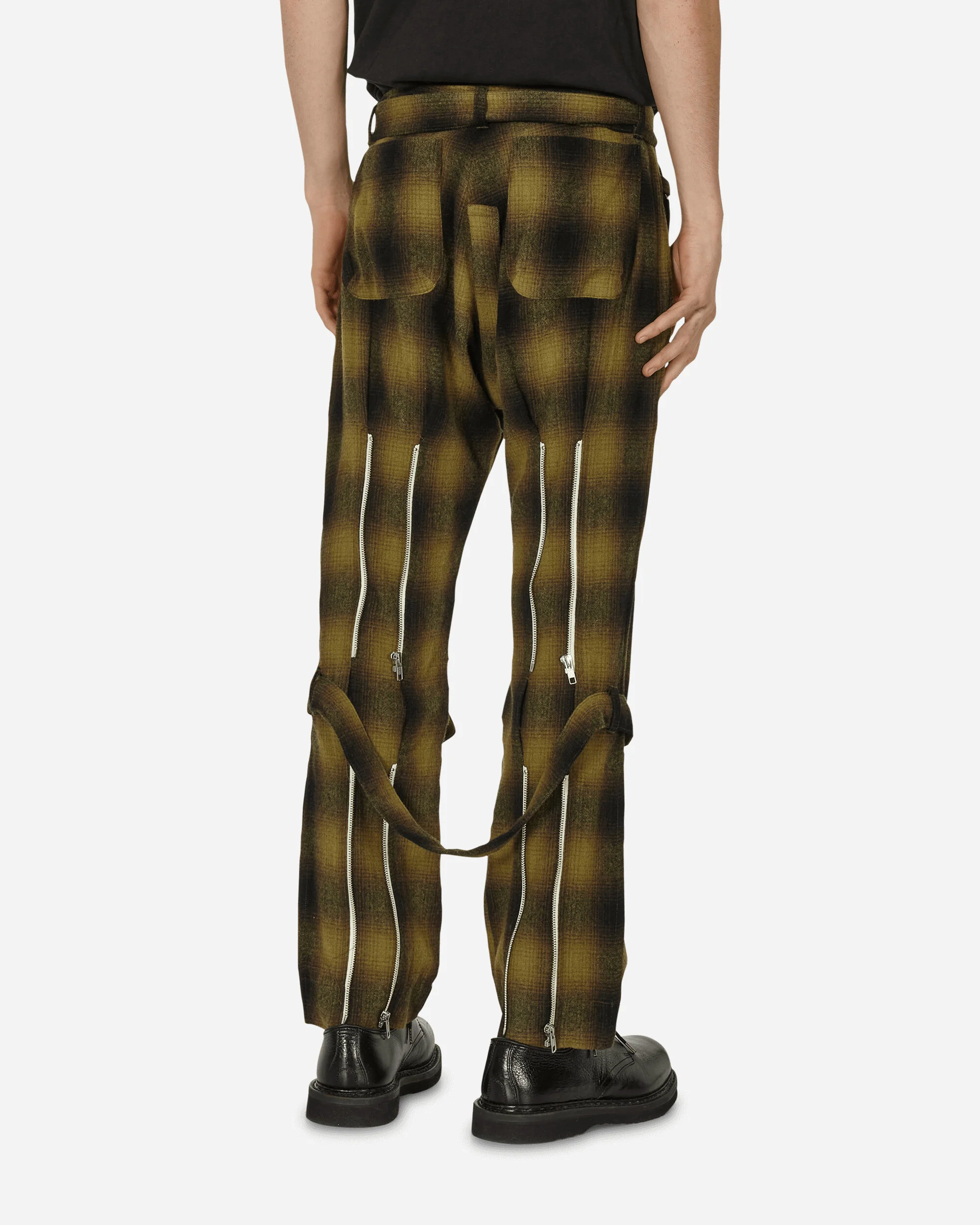 Plaid Wool Ombre Bontage Pants Yellow - Image 3