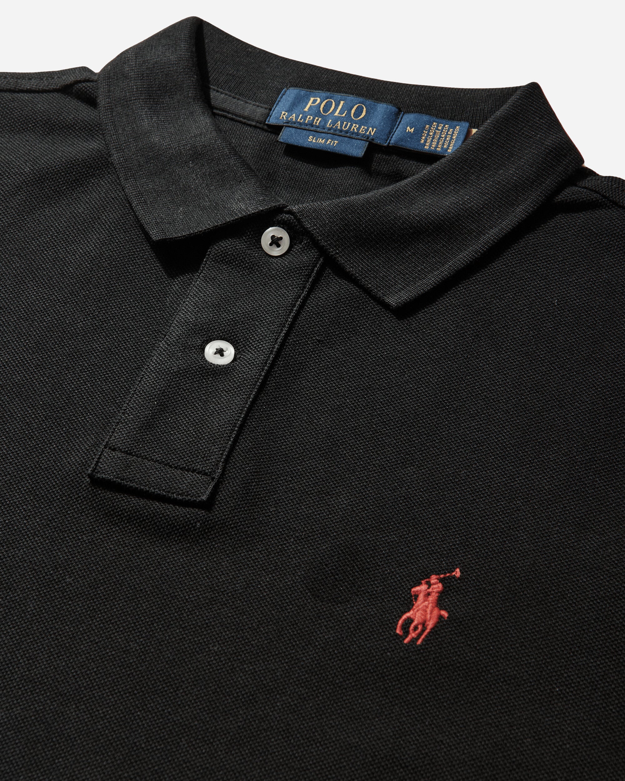 Men's Slim Fit Mesh Longsleeve Polo Black - Image 4
