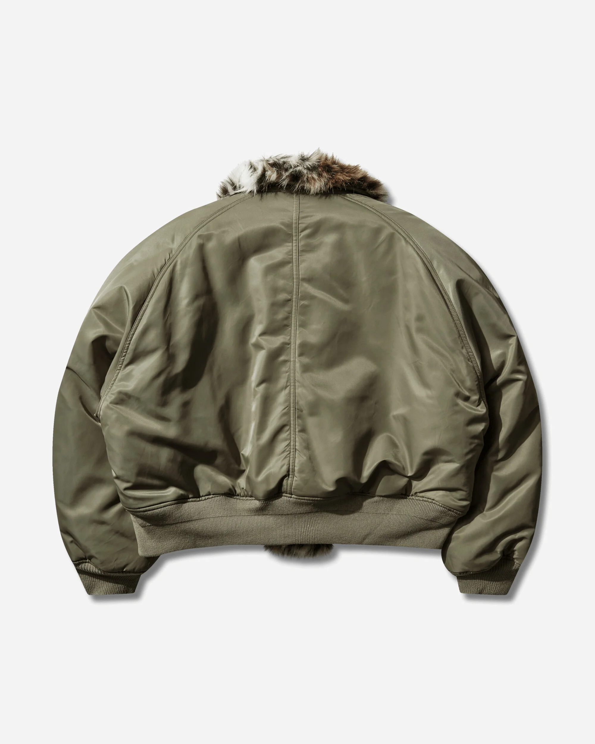 Exaggerated Shoulder Fur N2B Jacket Olive - Image 2