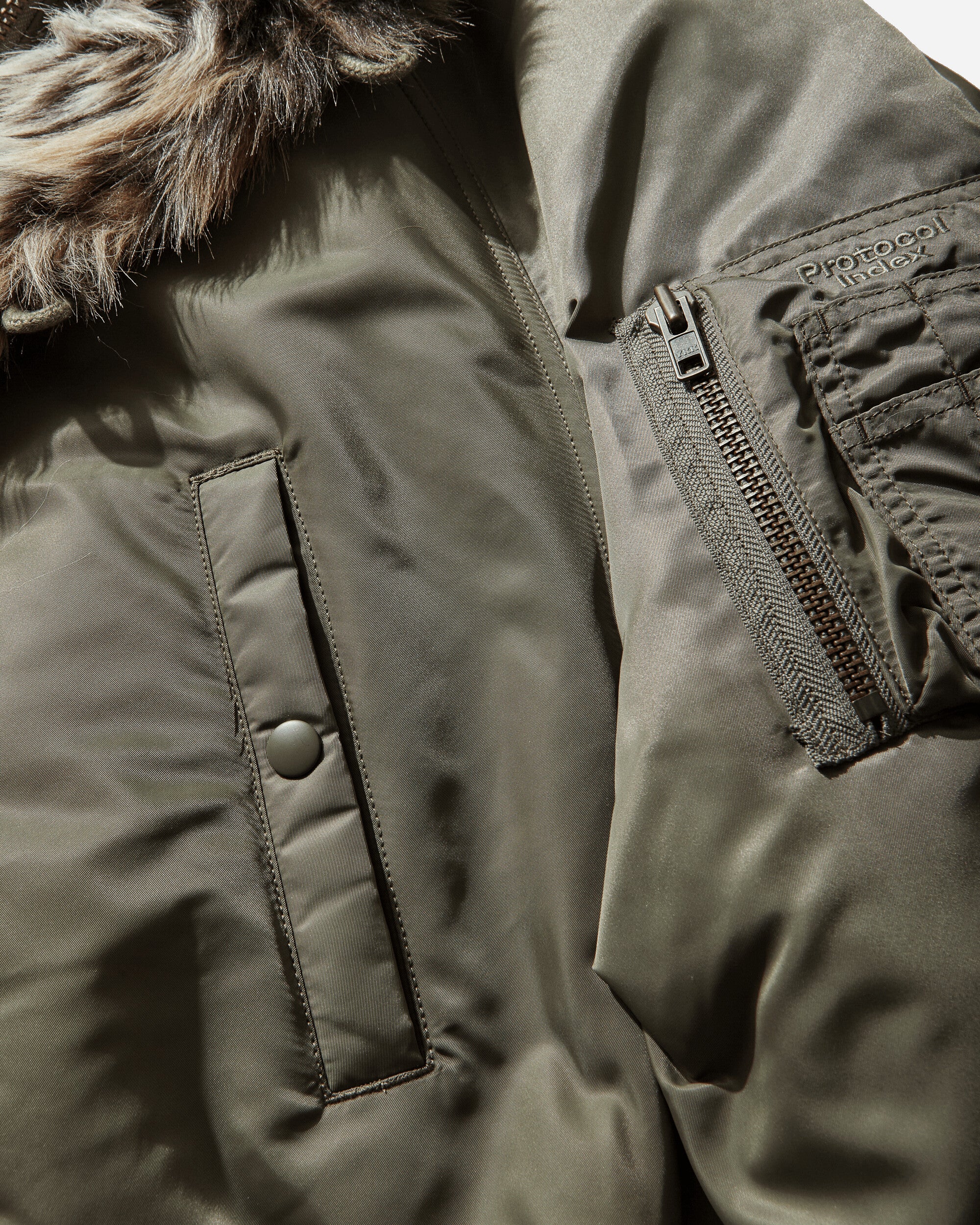 Exaggerated Shoulder Fur N2B Jacket Olive - Image 4