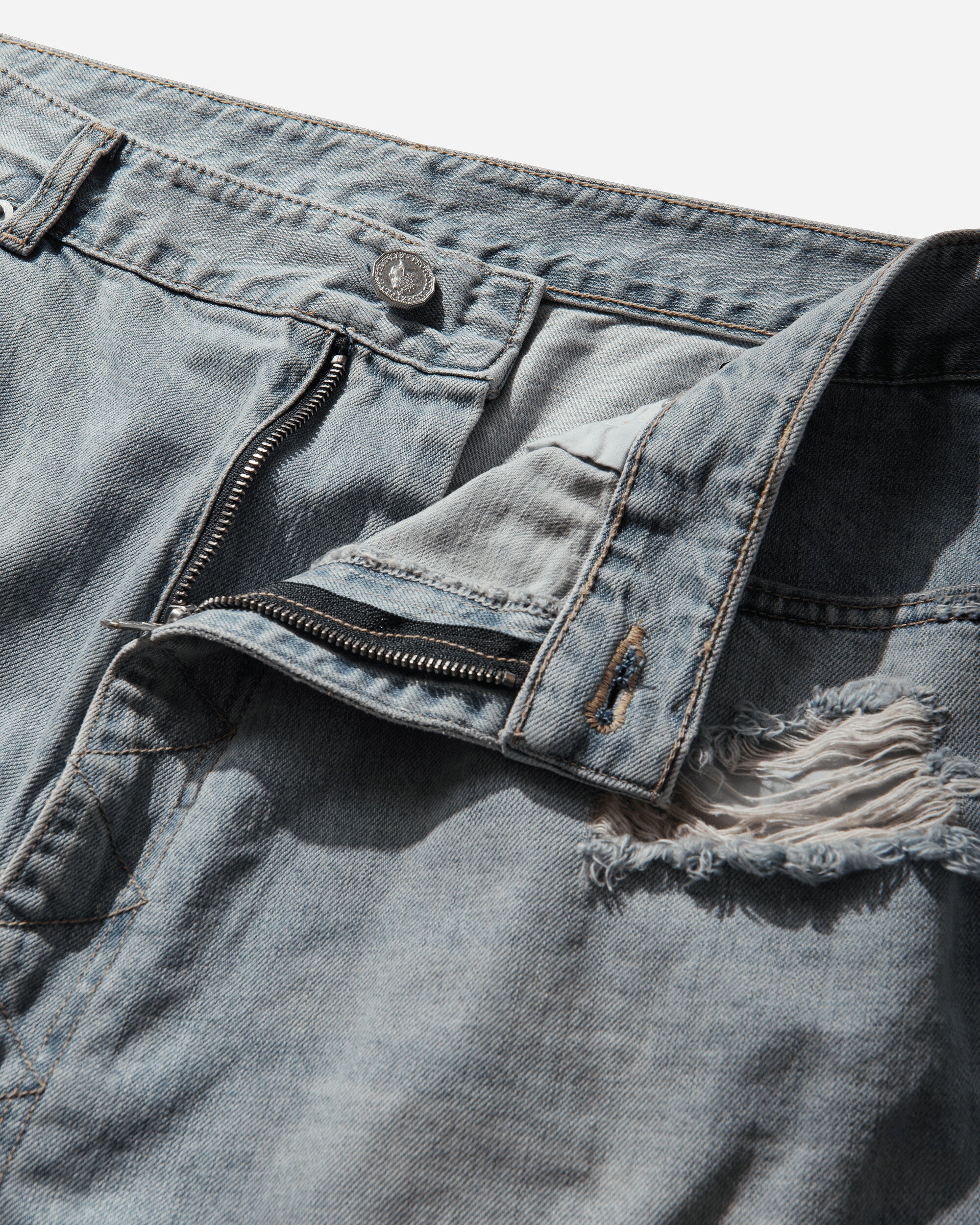 Long Zipper Shorts Blue - Image 4