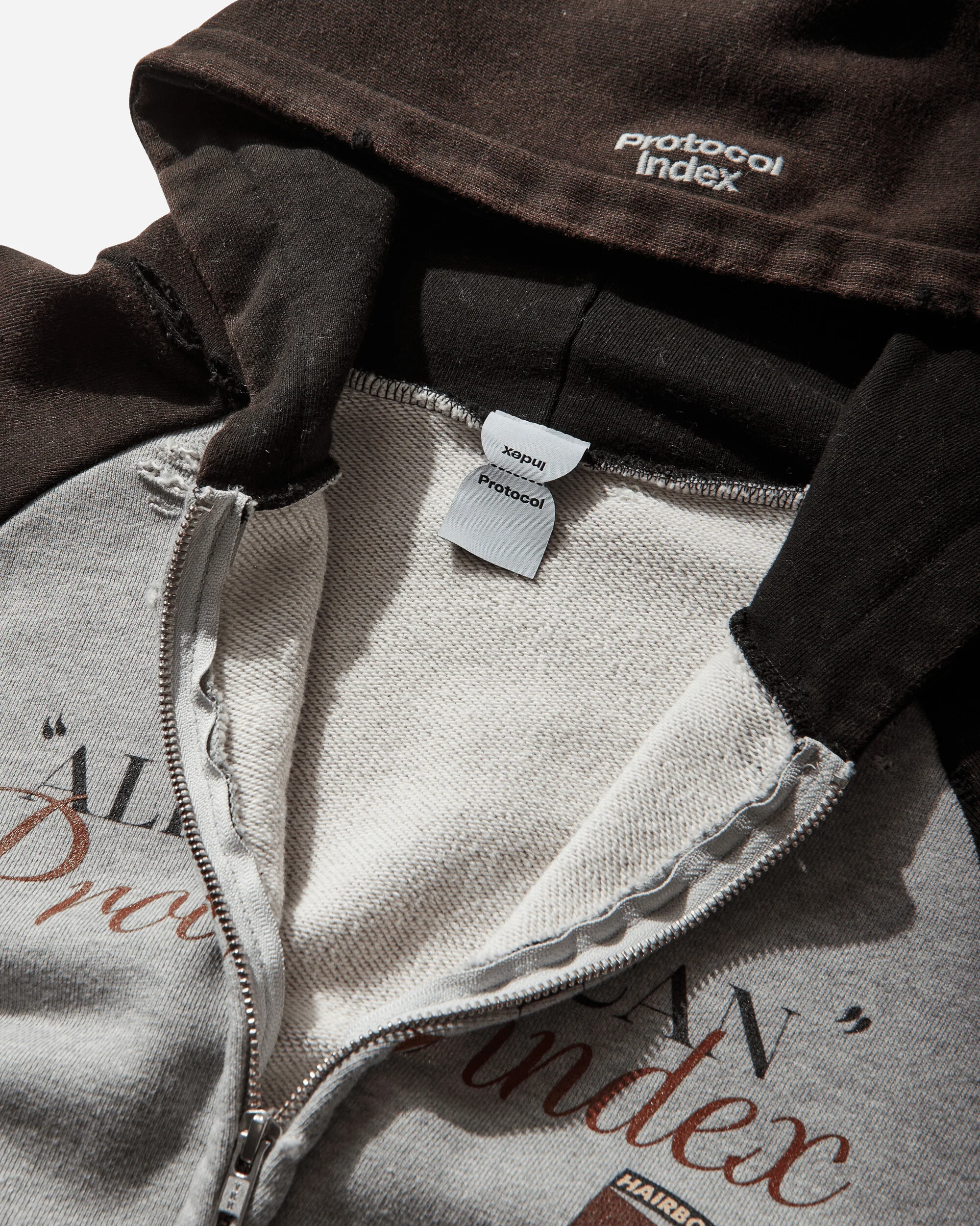 Tight Fit Reconstructed Zip Hoodie Black / Melange Grey - Image 3