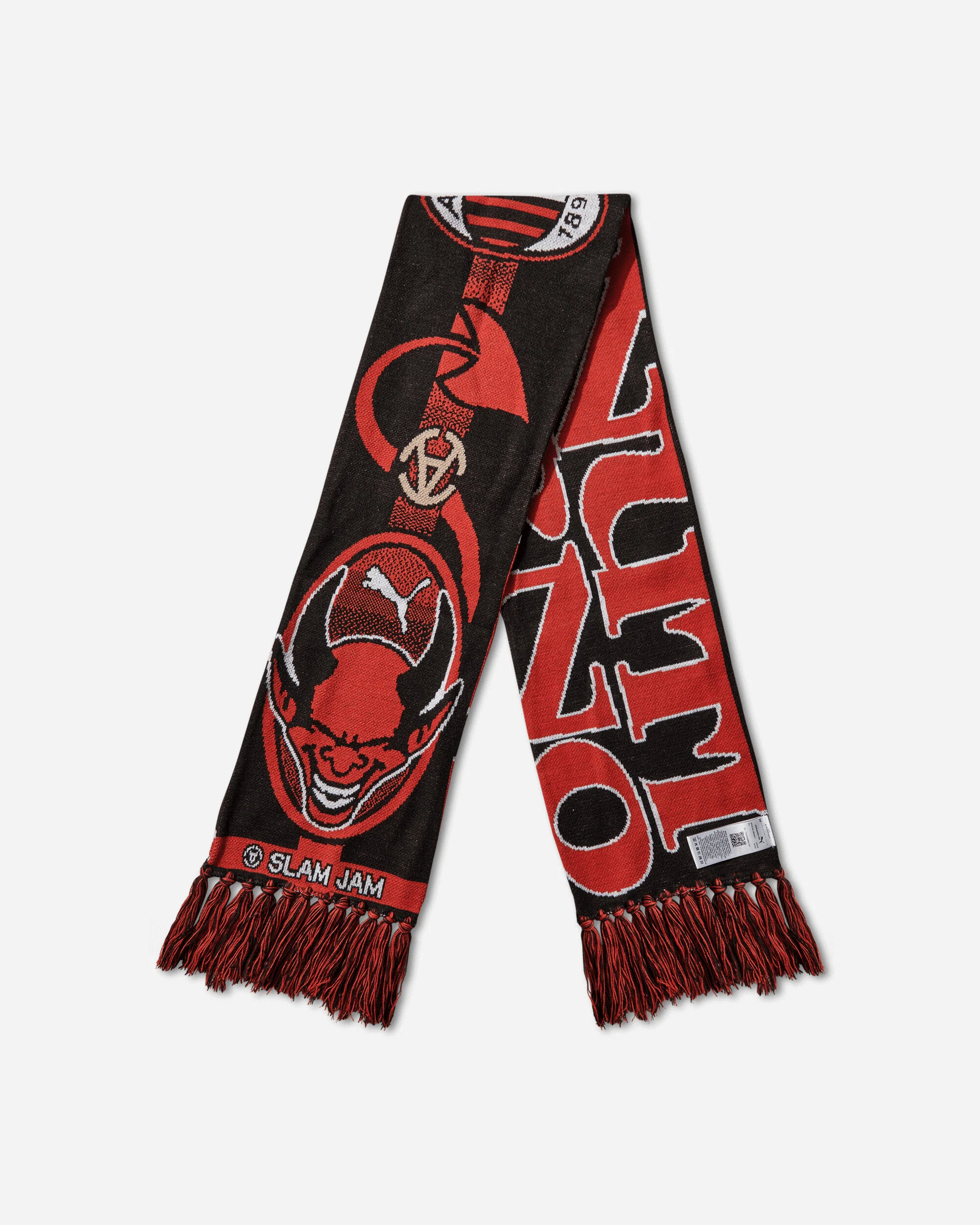 AC Milan x Slam Jam Scarf Black / For All Time Red - Image 2