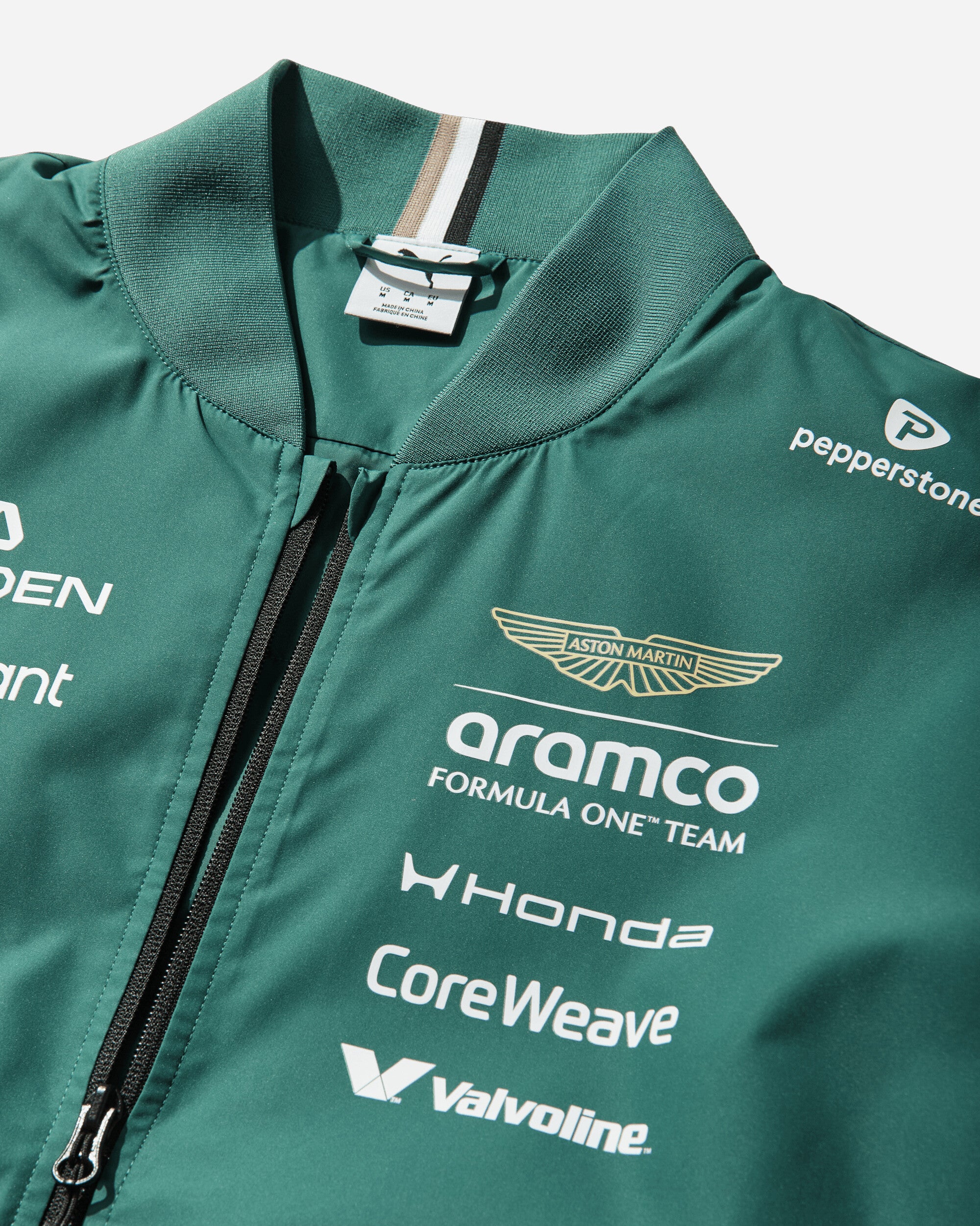 Men's ASTON MARTIN ARAMCO F1 TEAM Replica Bomber Jacket Green Lux - Image 4