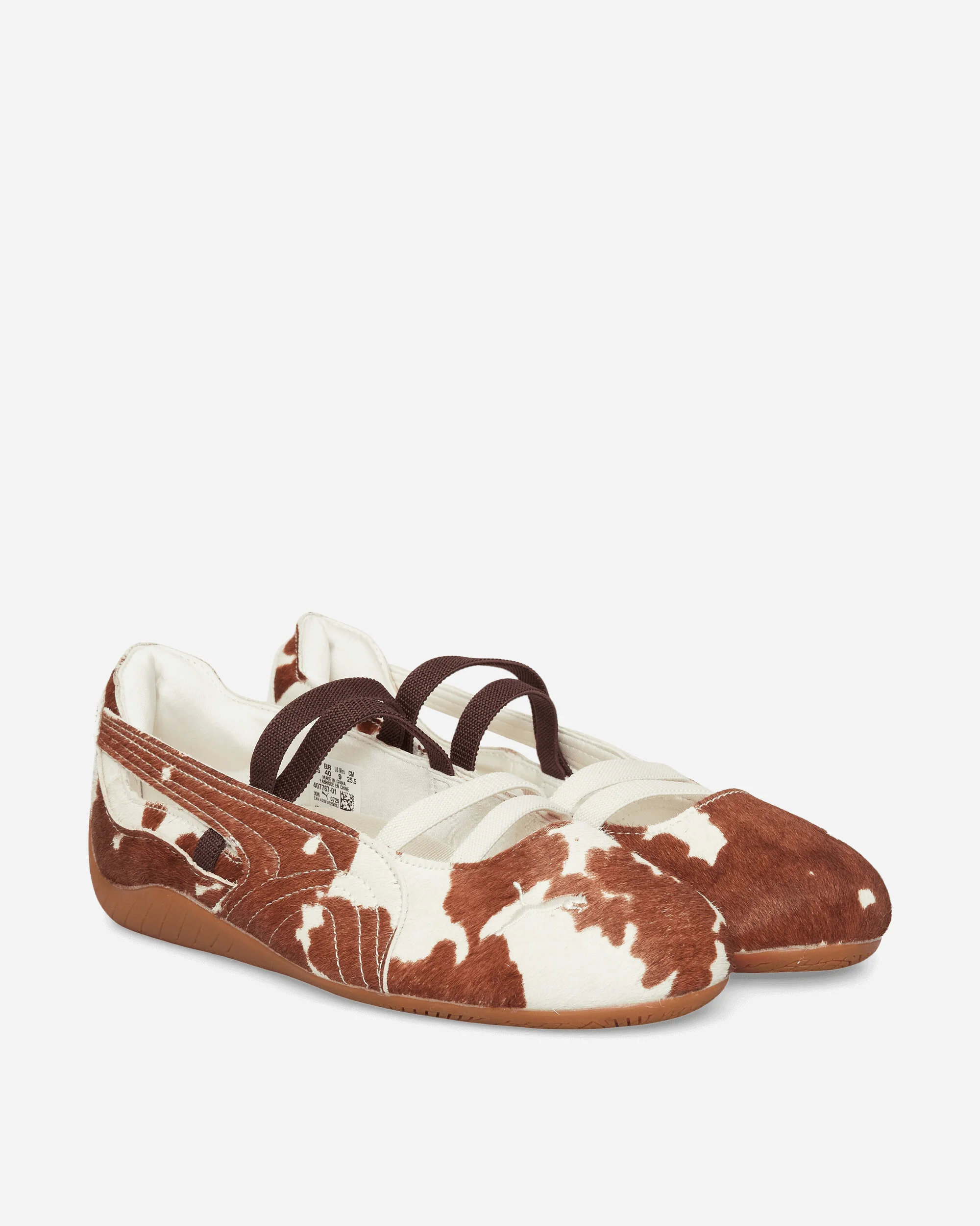 Women's Speedcat Ballet Cow Print Shoes Chocolate Brown / Warm White - Image 2