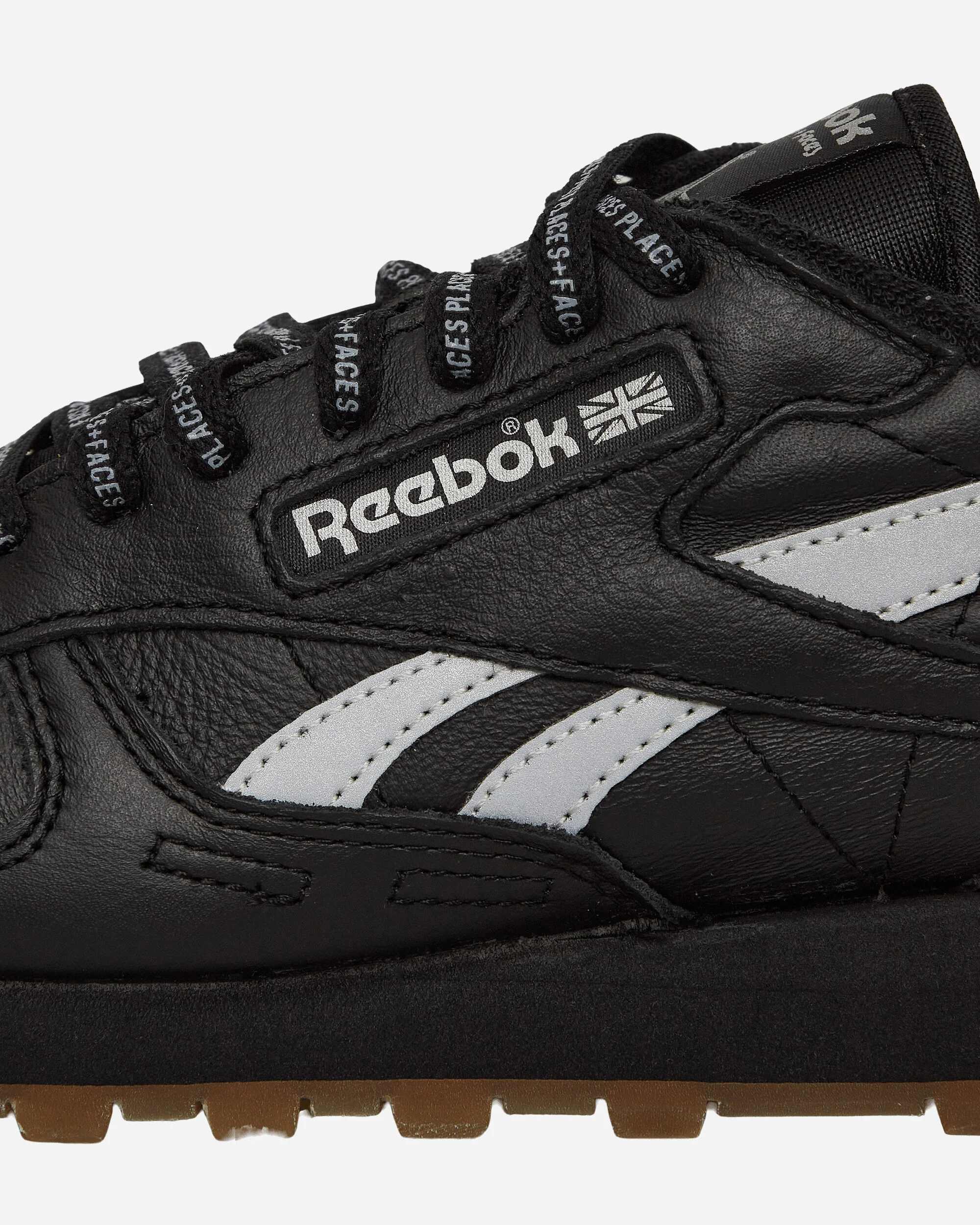 PLACES+FACES Classic Leather Sneakers Black / Silver - Image 6