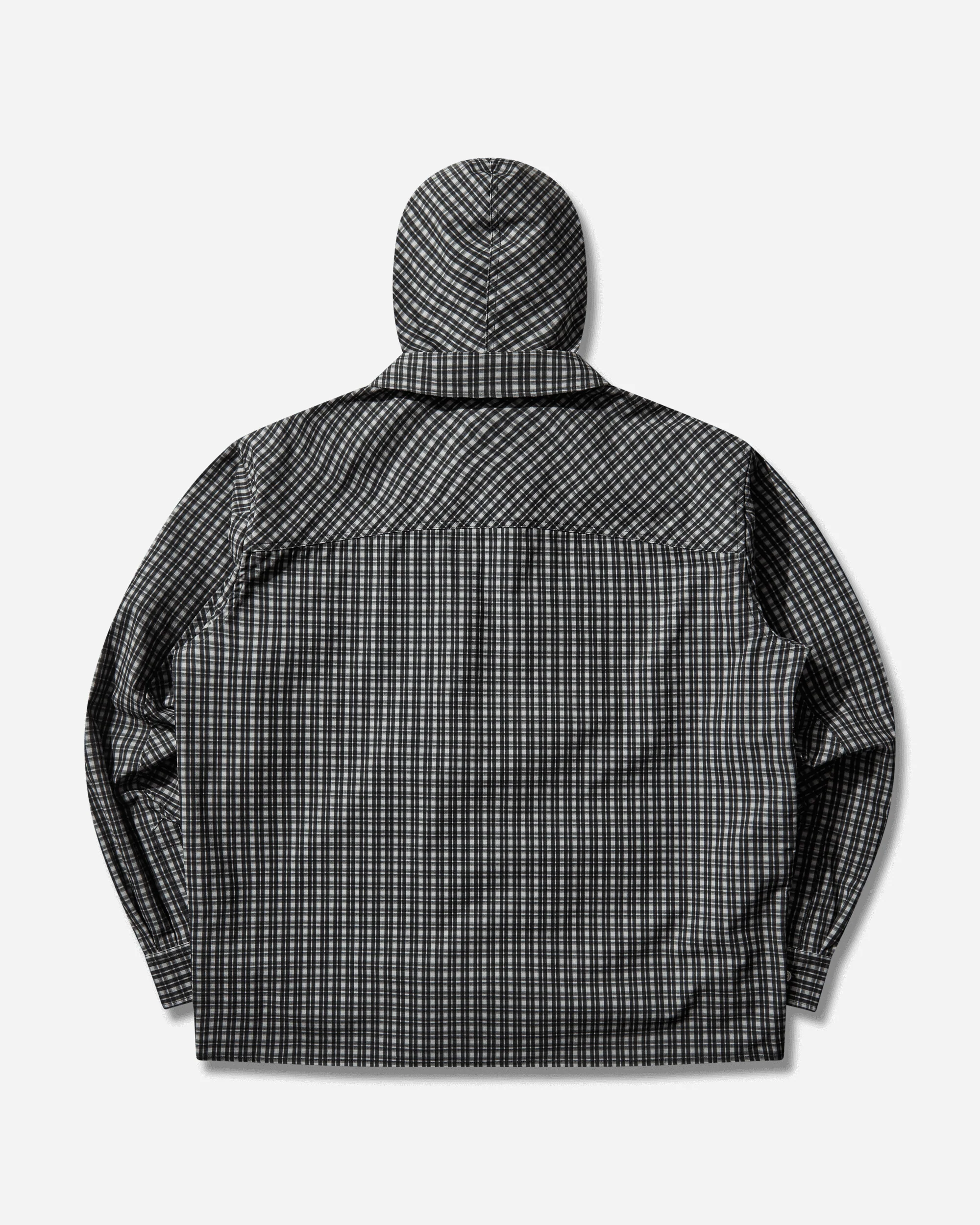 Men's Aair FloWeave Printed Check Long Sleeve Hooded Shirt Anthracite - Image 2