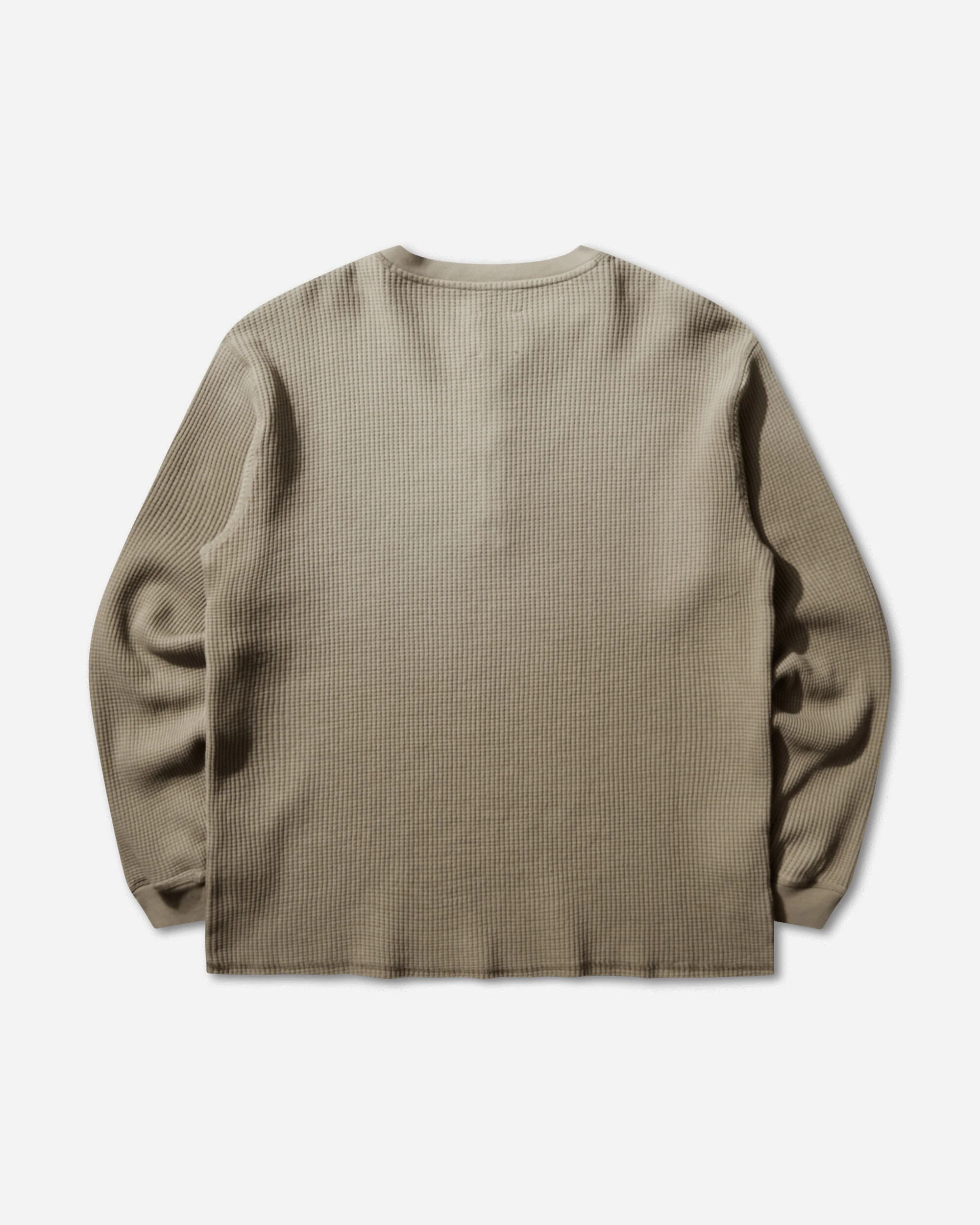 Men's Bee Sun Faded Organic Waffle Serafino Long Sleeve Top Grey / Green - Image 2
