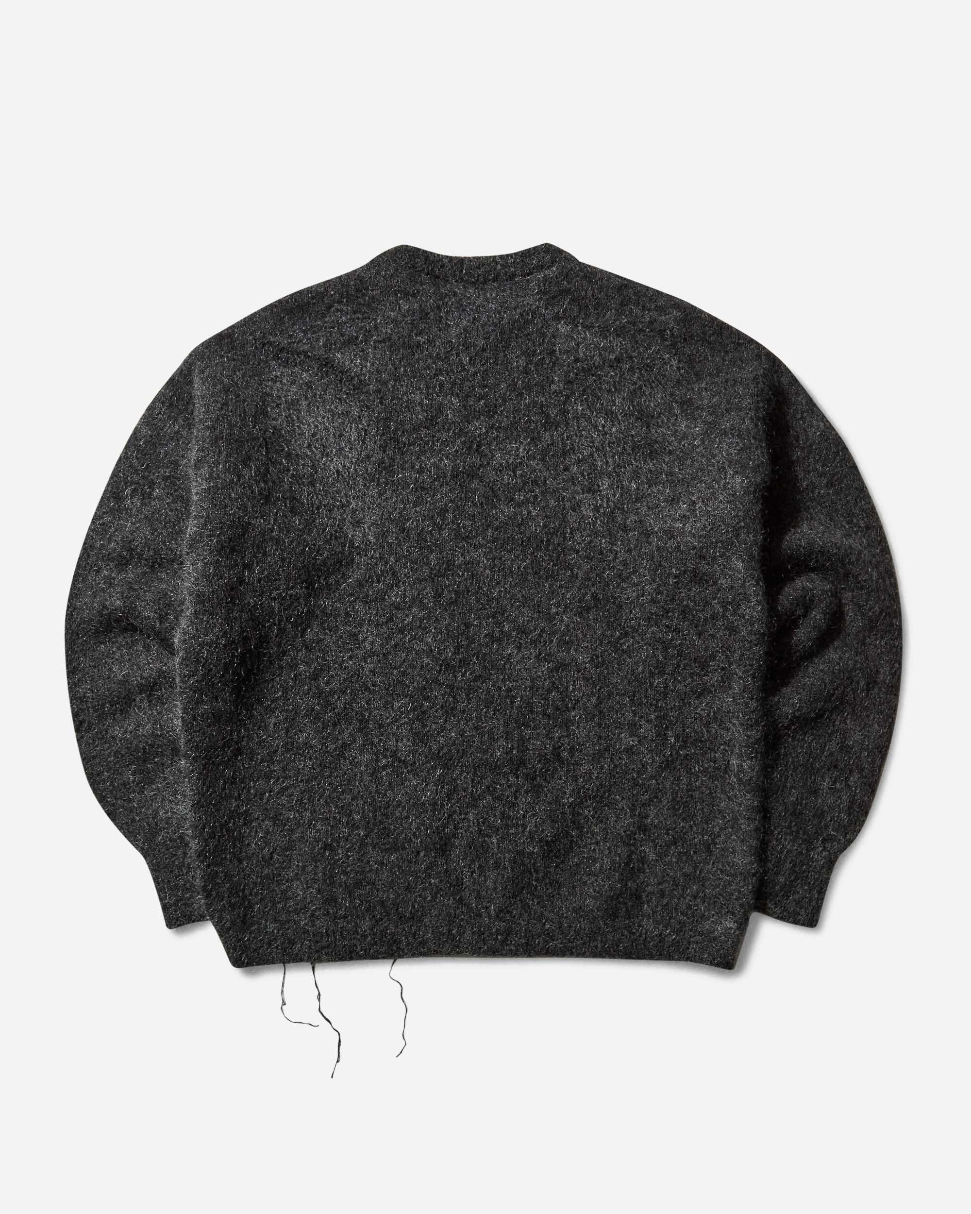 Men's Dropstitch Mohair Knit Crewneck Sweater Anthracite - Image 2