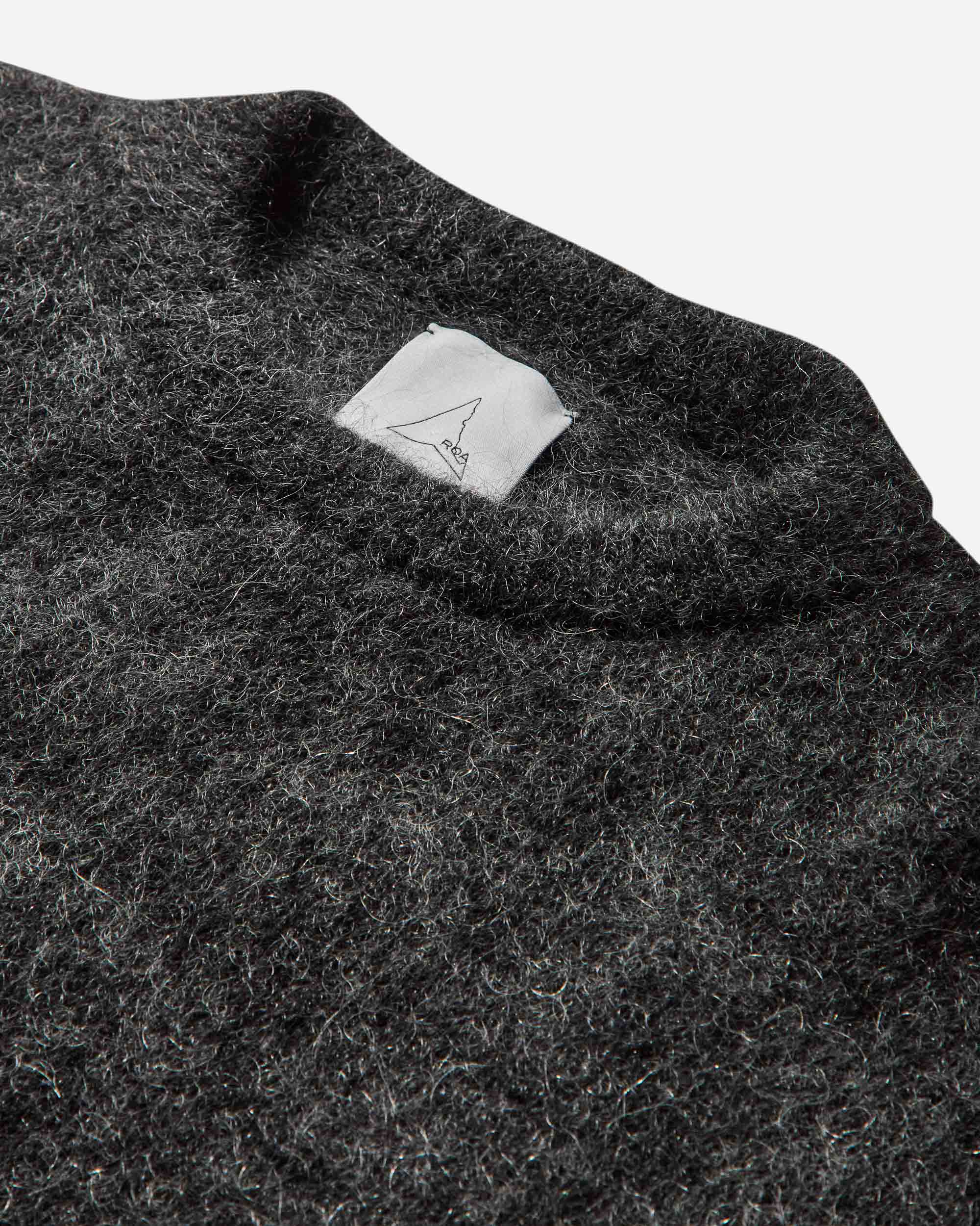 Men's Dropstitch Mohair Knit Crewneck Sweater Anthracite - Image 3