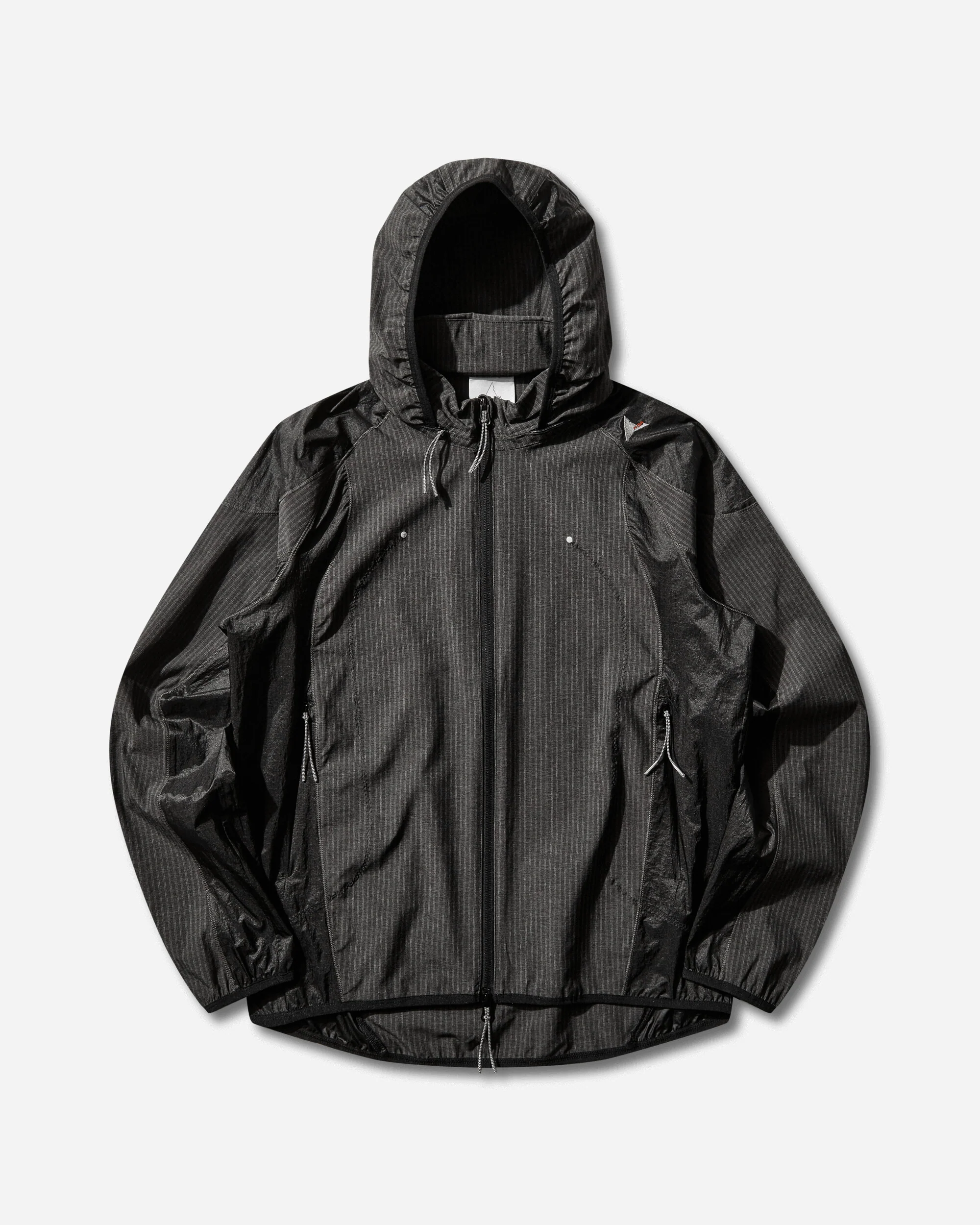 Men's Numb Pinstriped Hooded Wind Jacket Black - Image 3