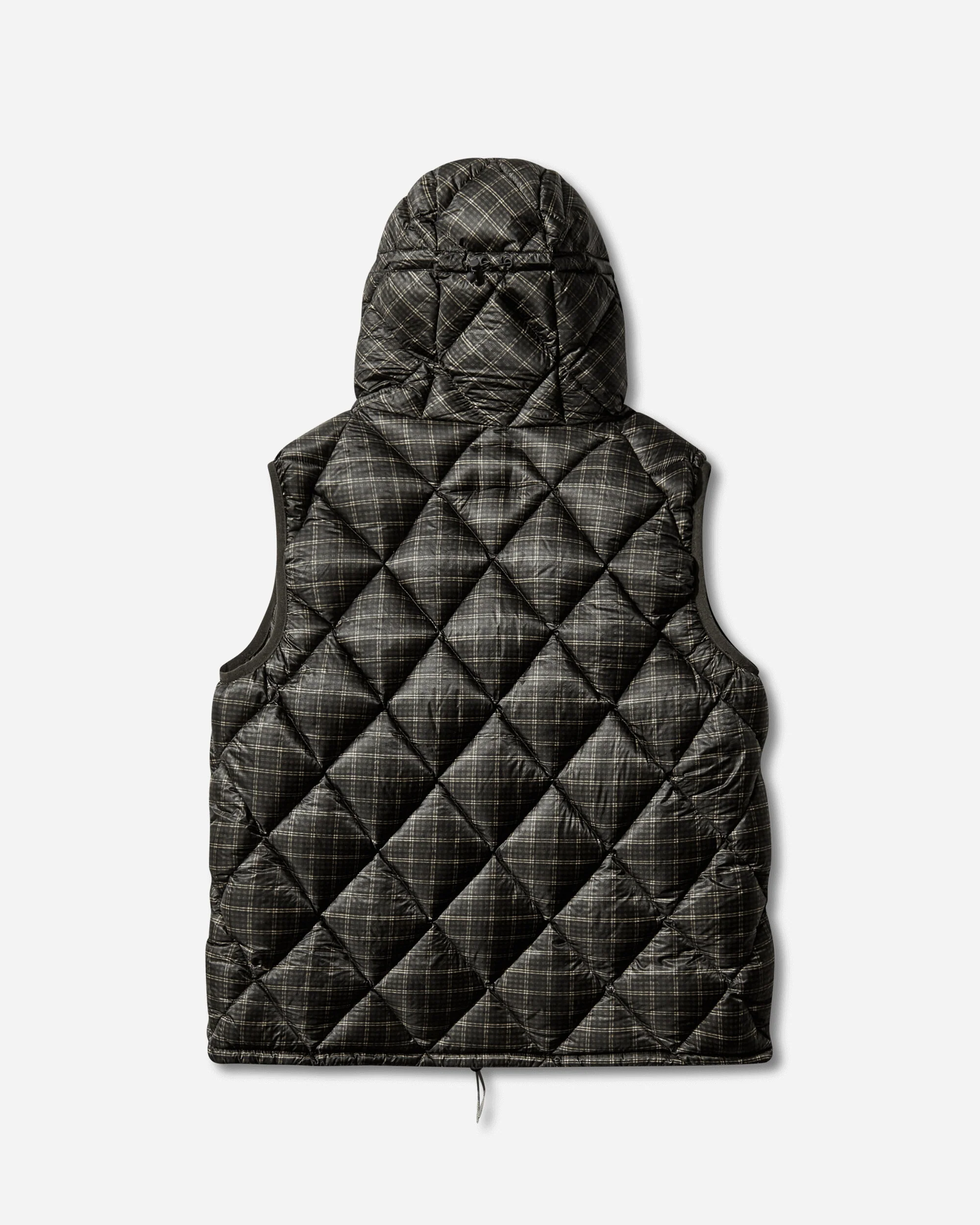 Men's Nuna 600 Fill Power Printed Check Hooded Down Vest Anthracite - Image 2