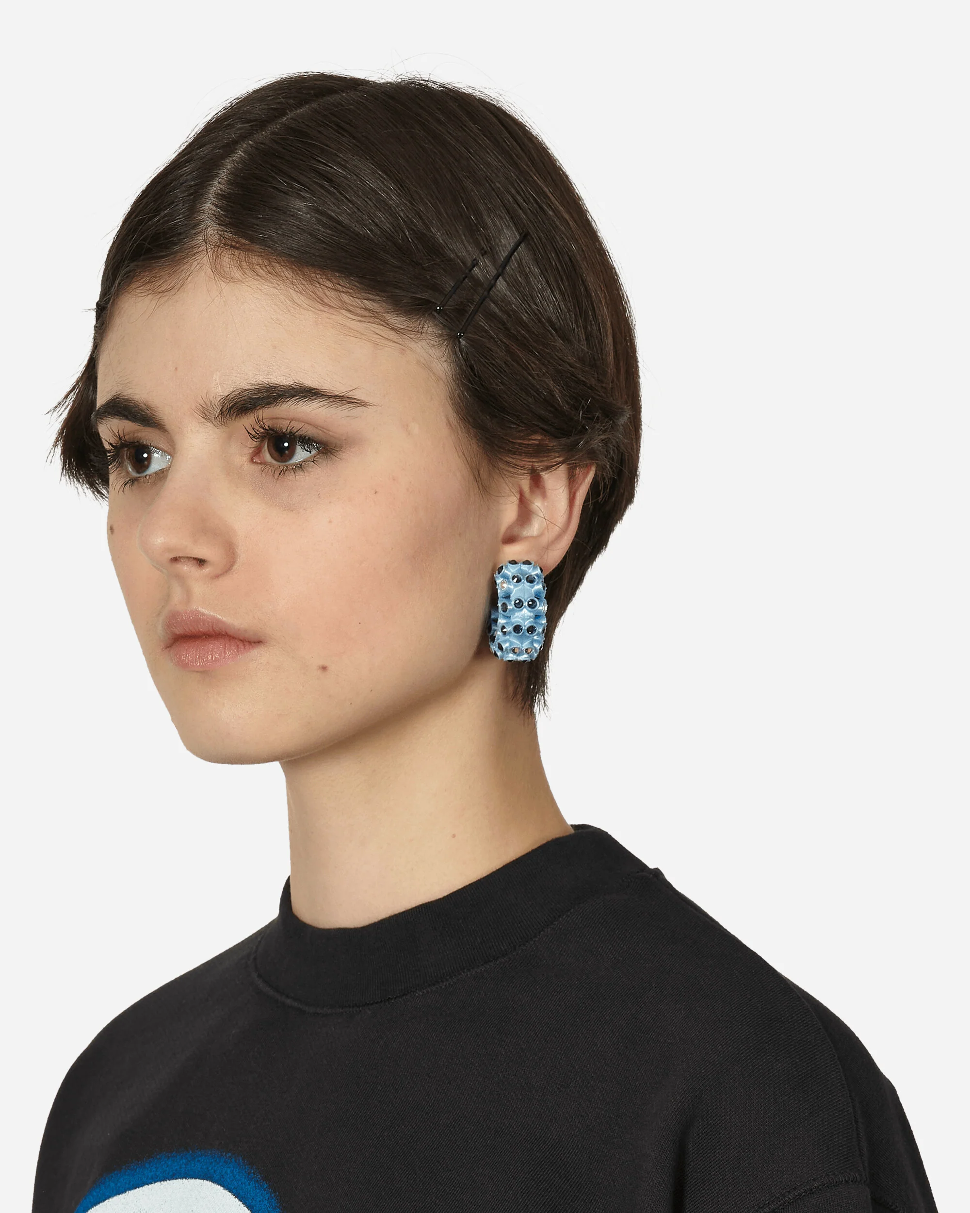 Lit Hoop Earrings Light Blue - Image 6