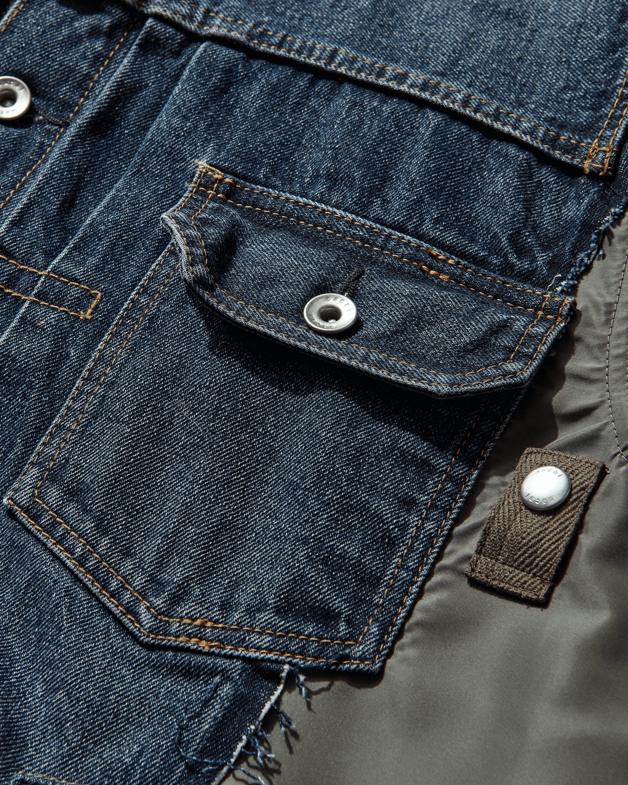 Men's Denim x Nylon Twill Jacket Blue - Image 4