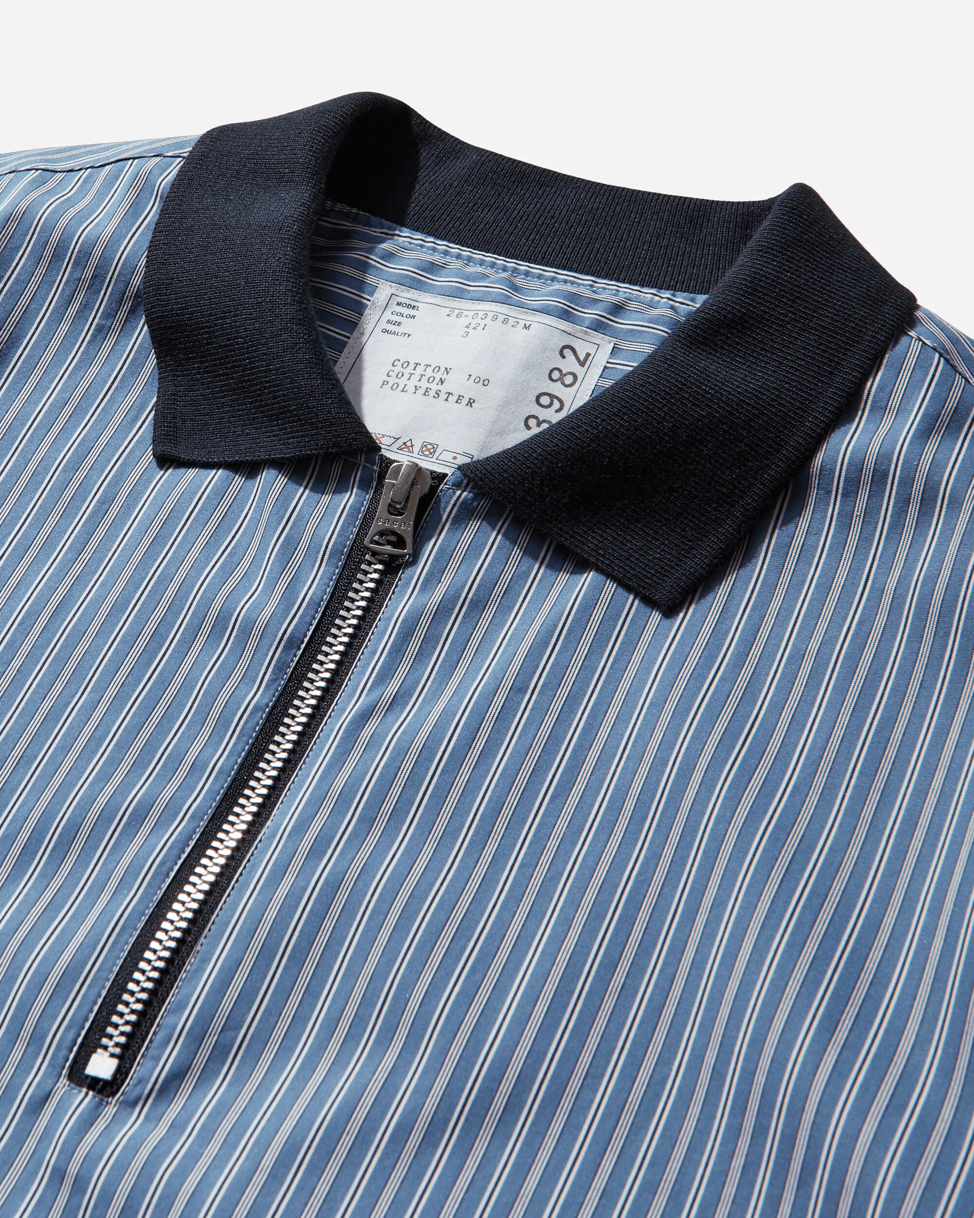 Men's Poplin Pullover Shirt Blue Stripe - Image 3