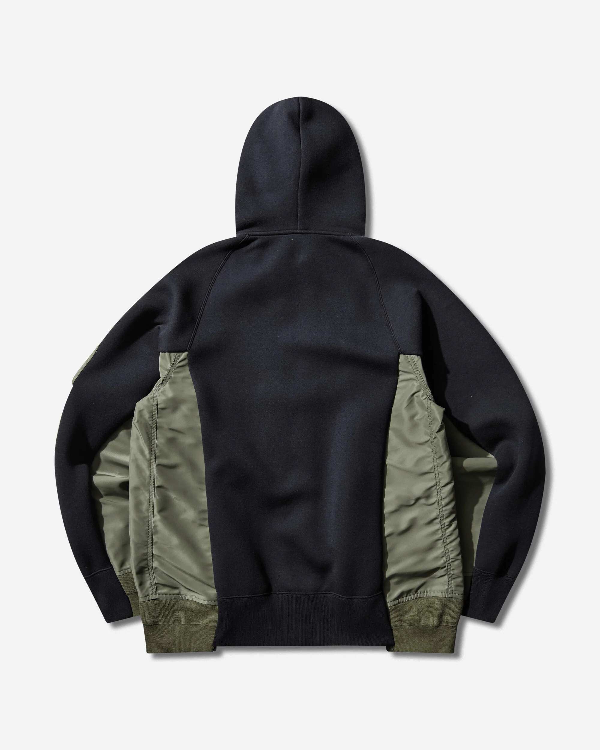 Men's Sponge Sweat x Nylon Twill Zip Hoodie Navy / Khaki - Image 2