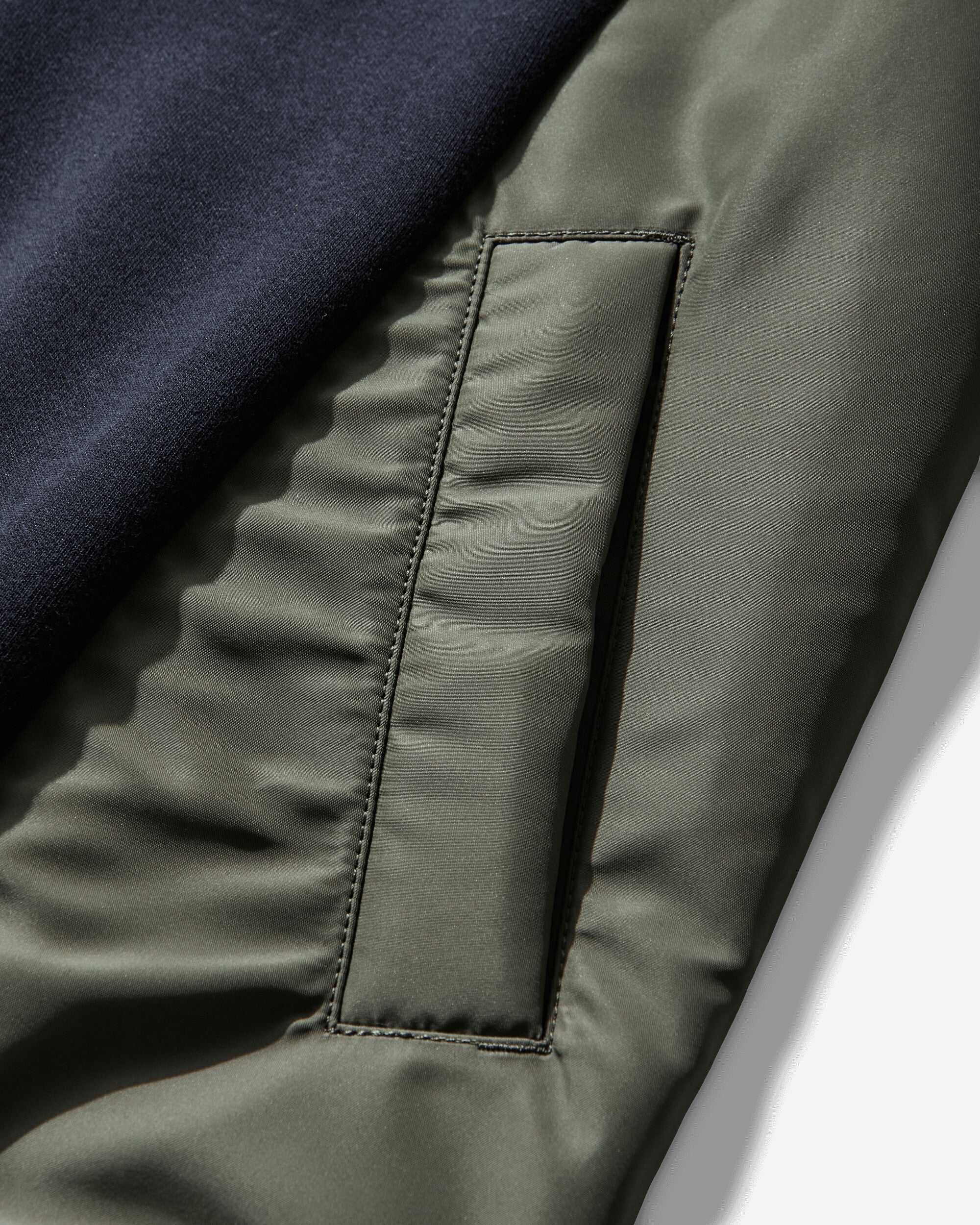 Men's Sponge Sweat x Nylon Twill Zip Hoodie Navy / Khaki - Image 4