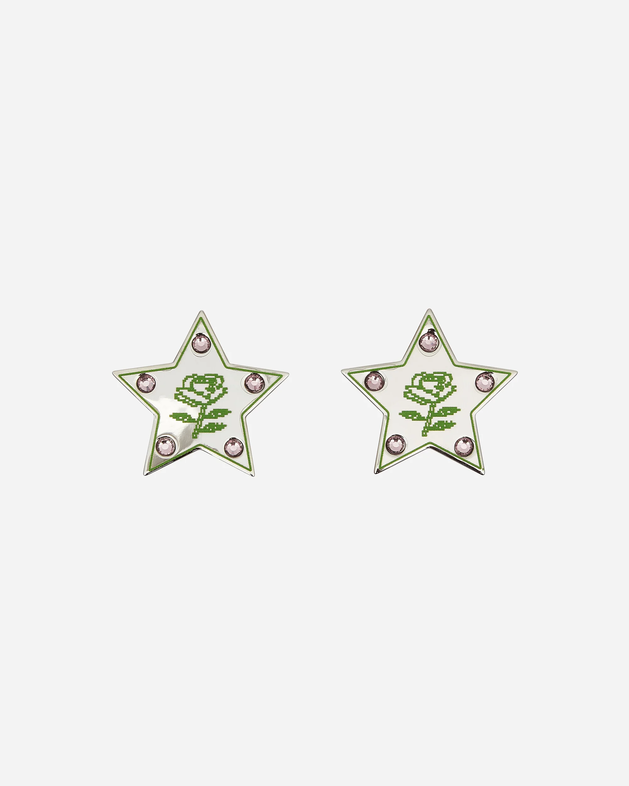 Super Star Earrings Silver / Green - Image 2