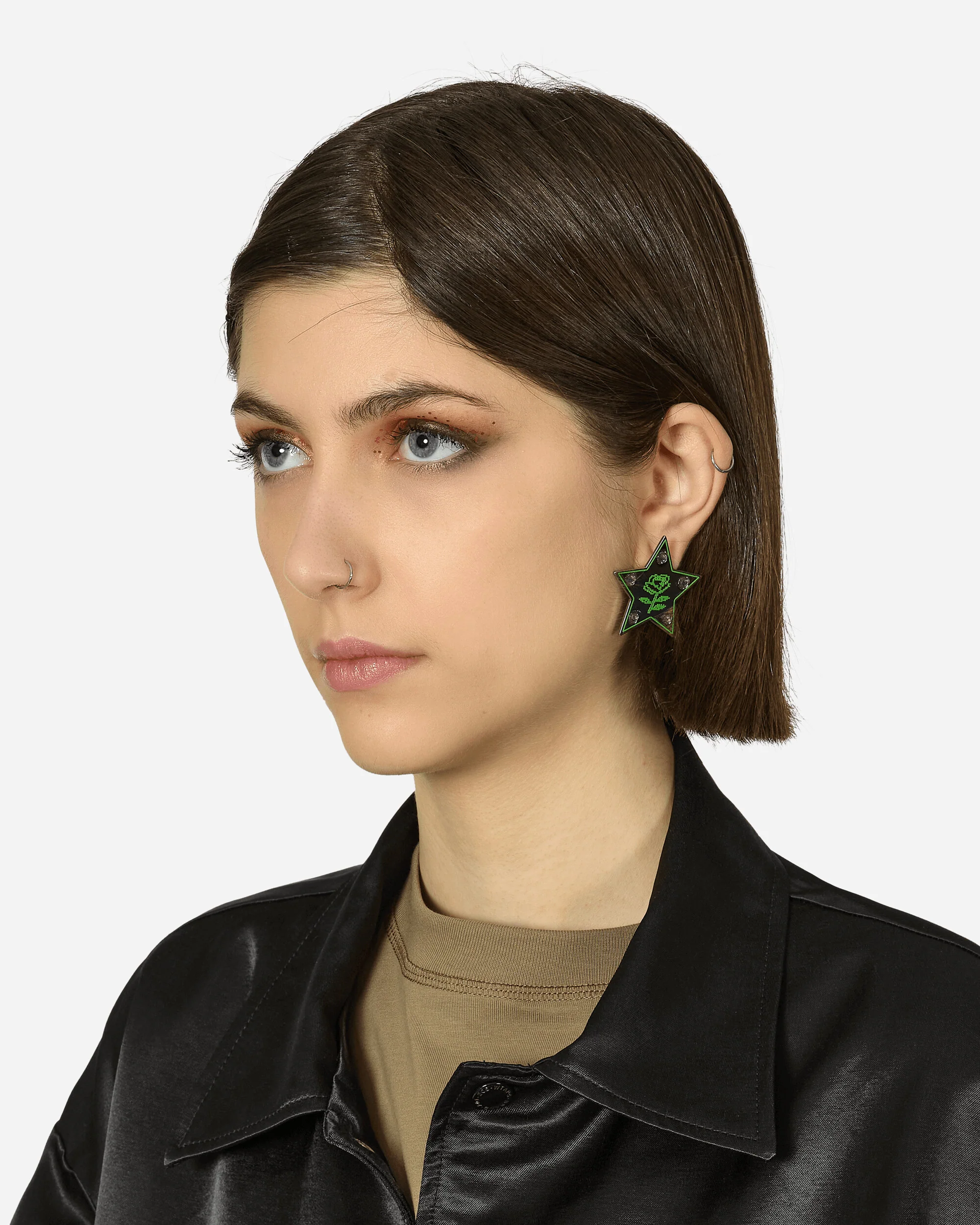 Super Star Earrings Silver / Green - Image 4