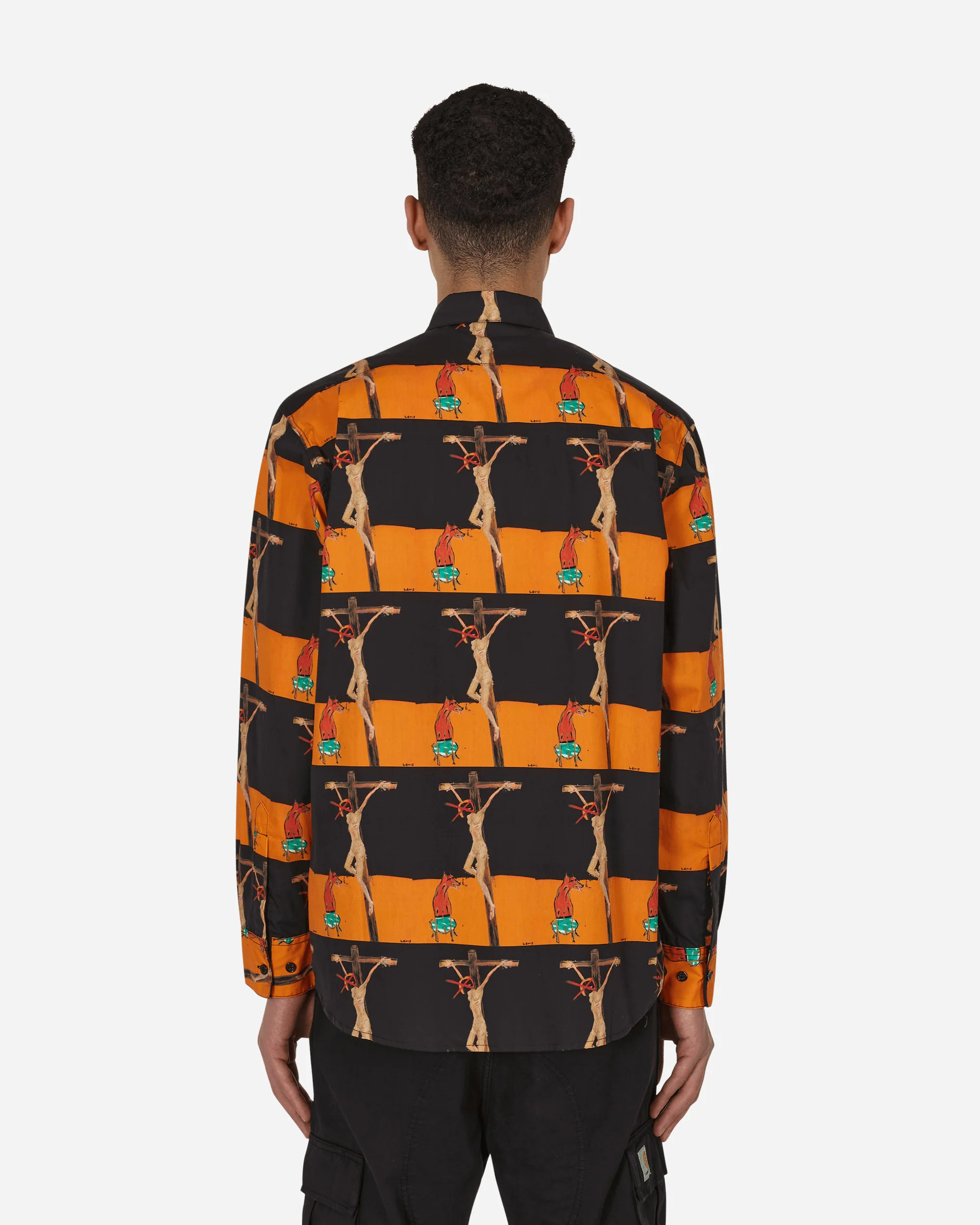 Crusifix Button Up Shirt Black - Image 3