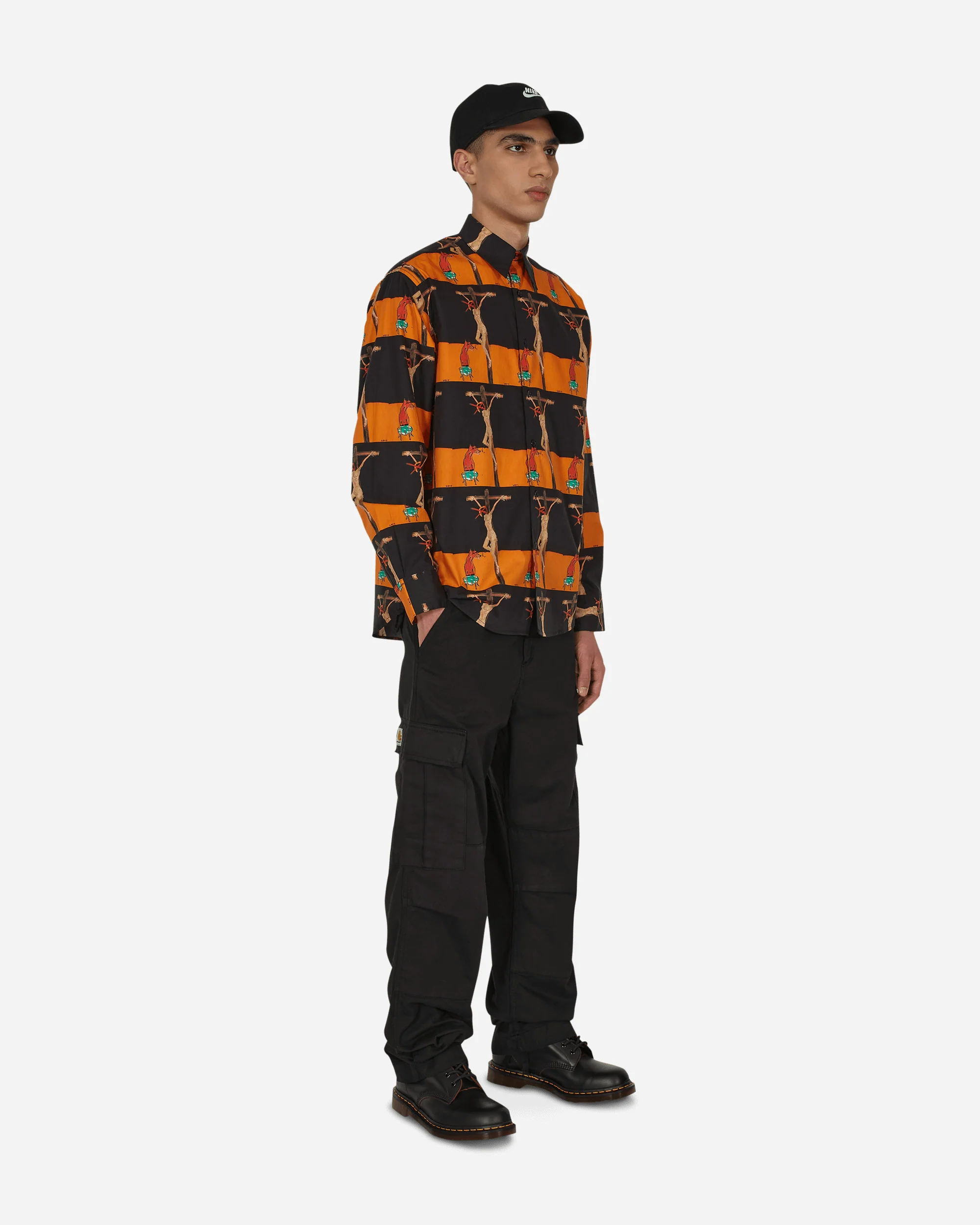 Crusifix Button Up Shirt Black - Image 4