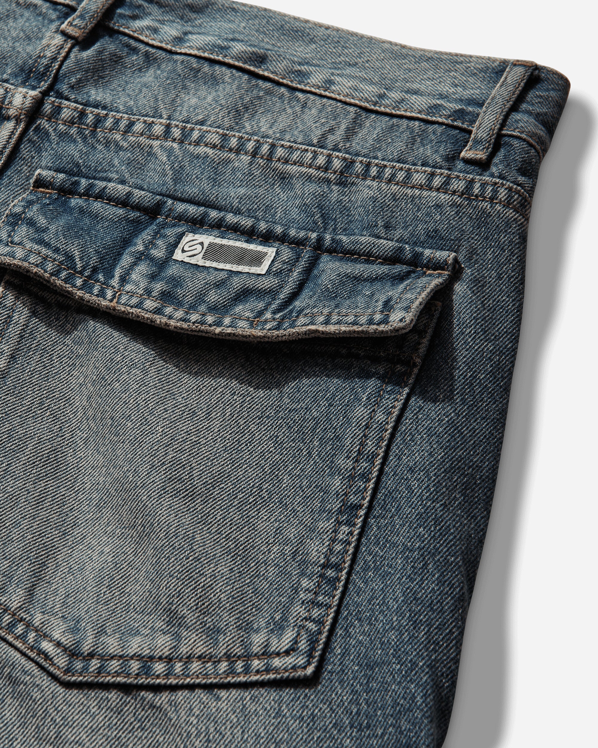 Men's Vintage Wash Cargo Pants Blue Fade - Image 3