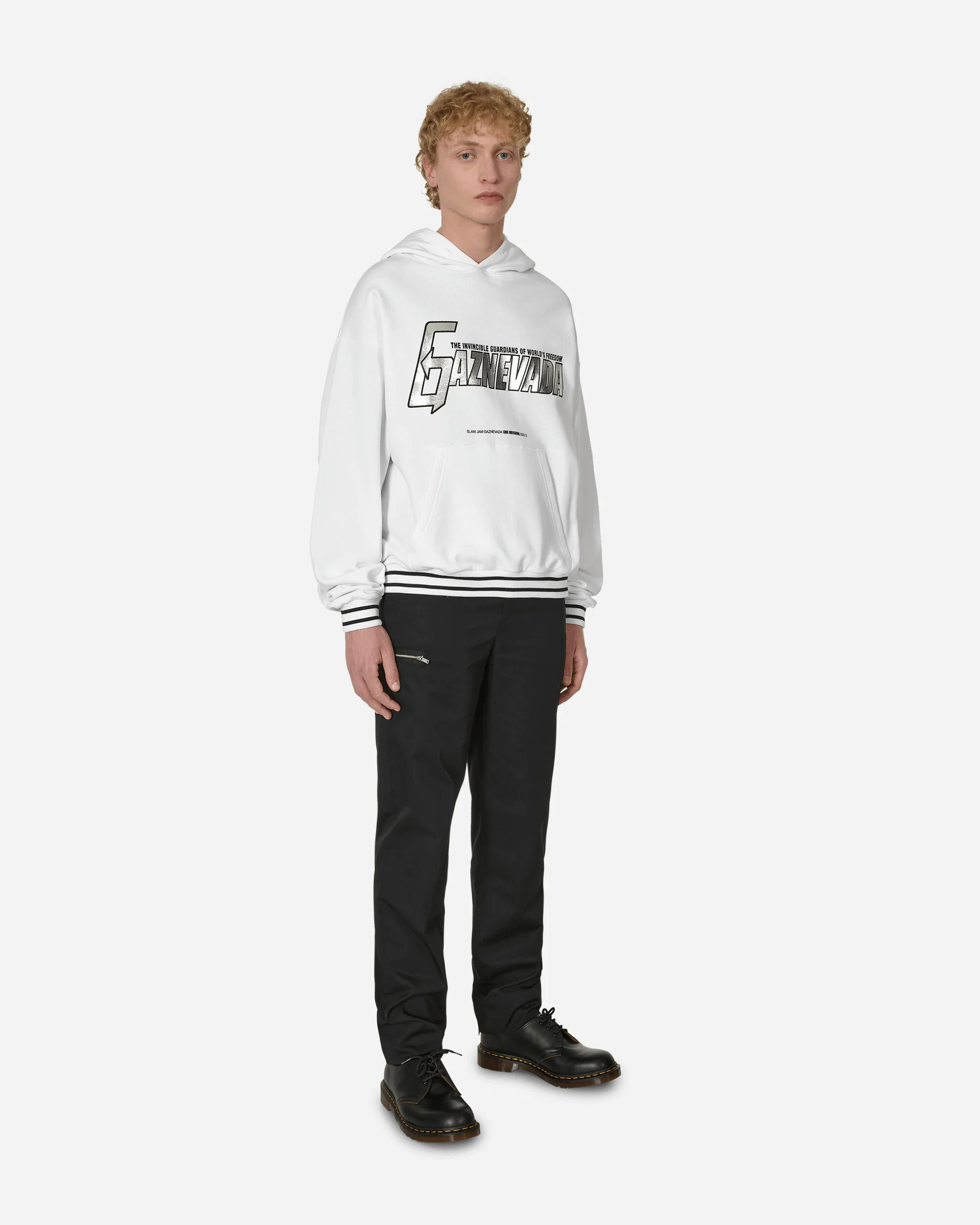 Gaznevada Graphic Hooded Sweatshirt White - Image 4