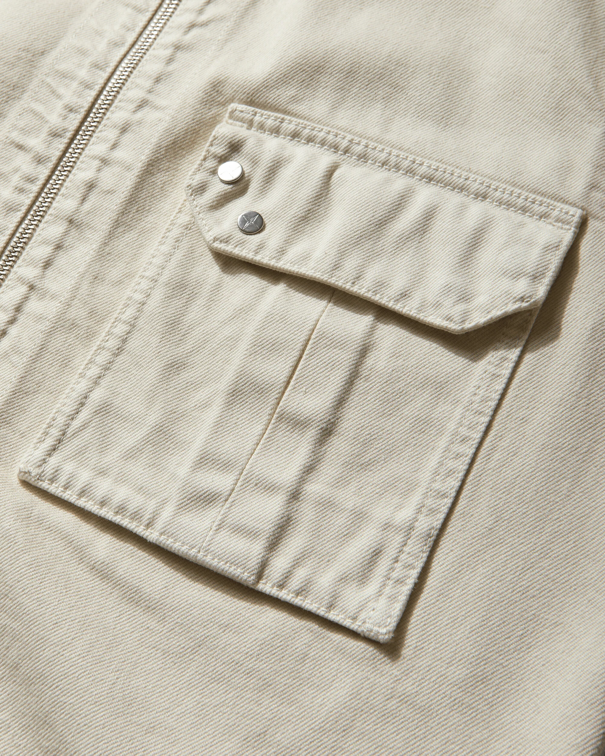 Men's Light Bull Denim-TC Overshirt Ivory - Image 3