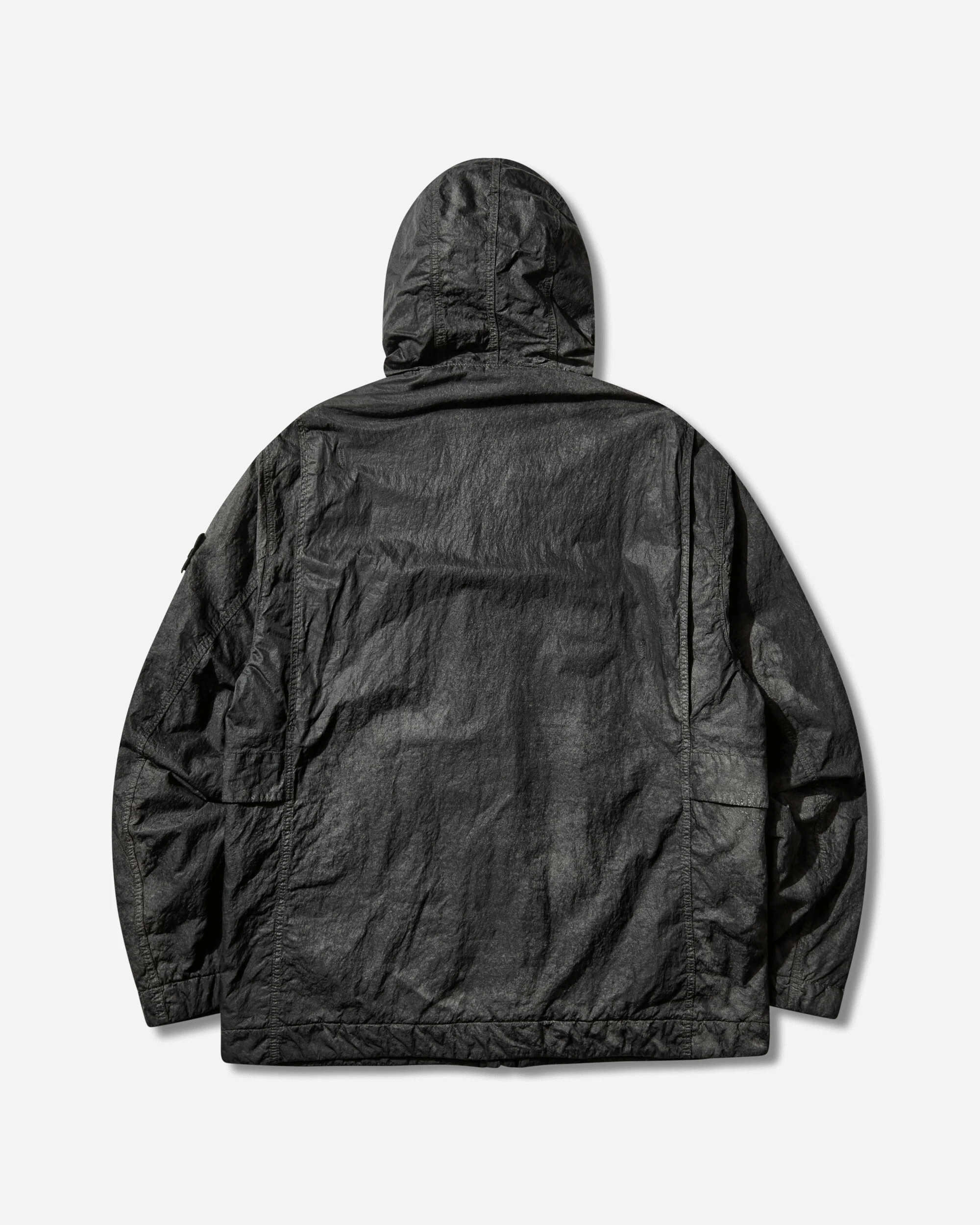 Men's Dense Nylon-TC Hand Sprayed Reflective Hooded Jacket Black - Image 2