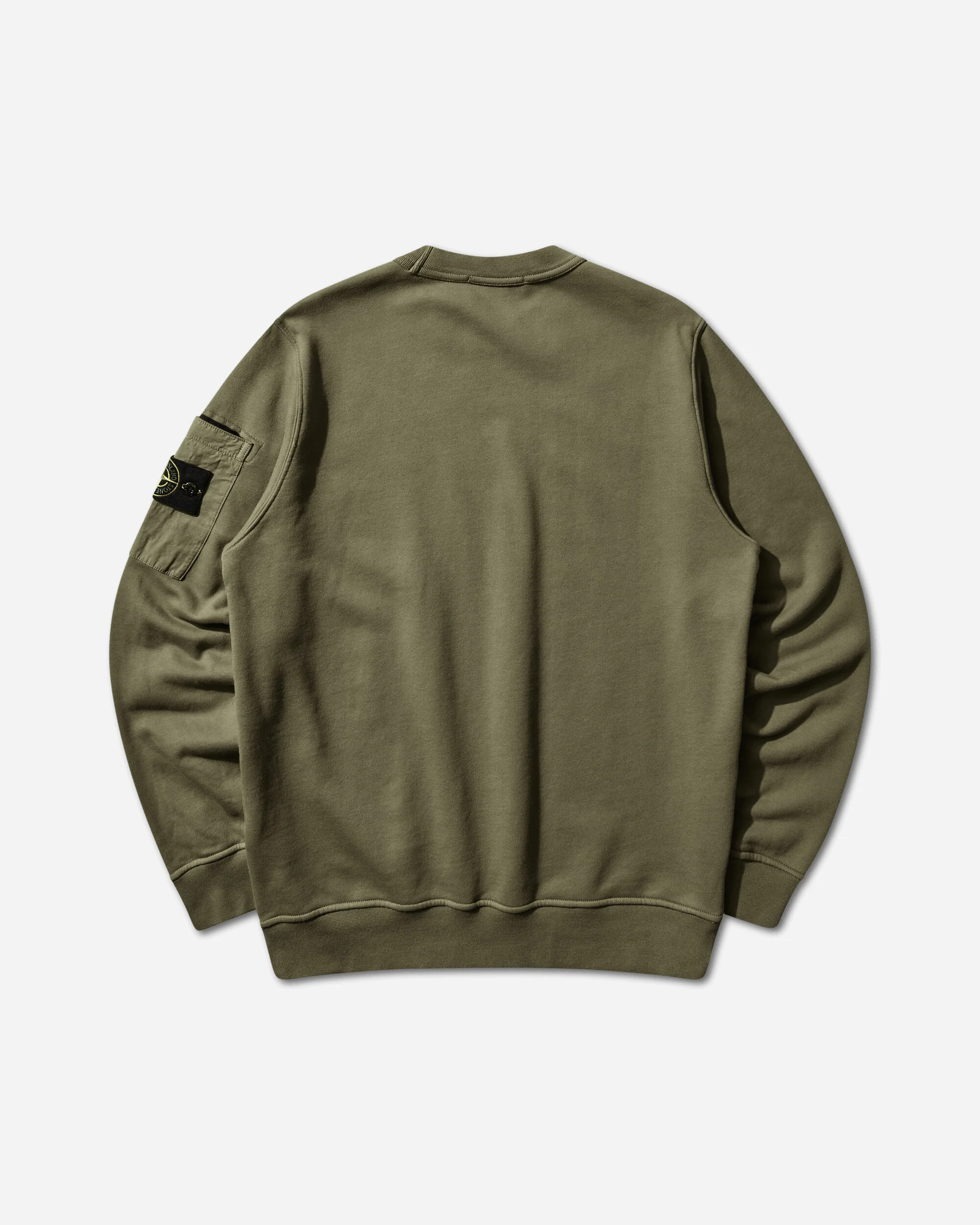 Men's Cotton Fleece Pocket Crewneck Sweatshirt Military Green - Image 2