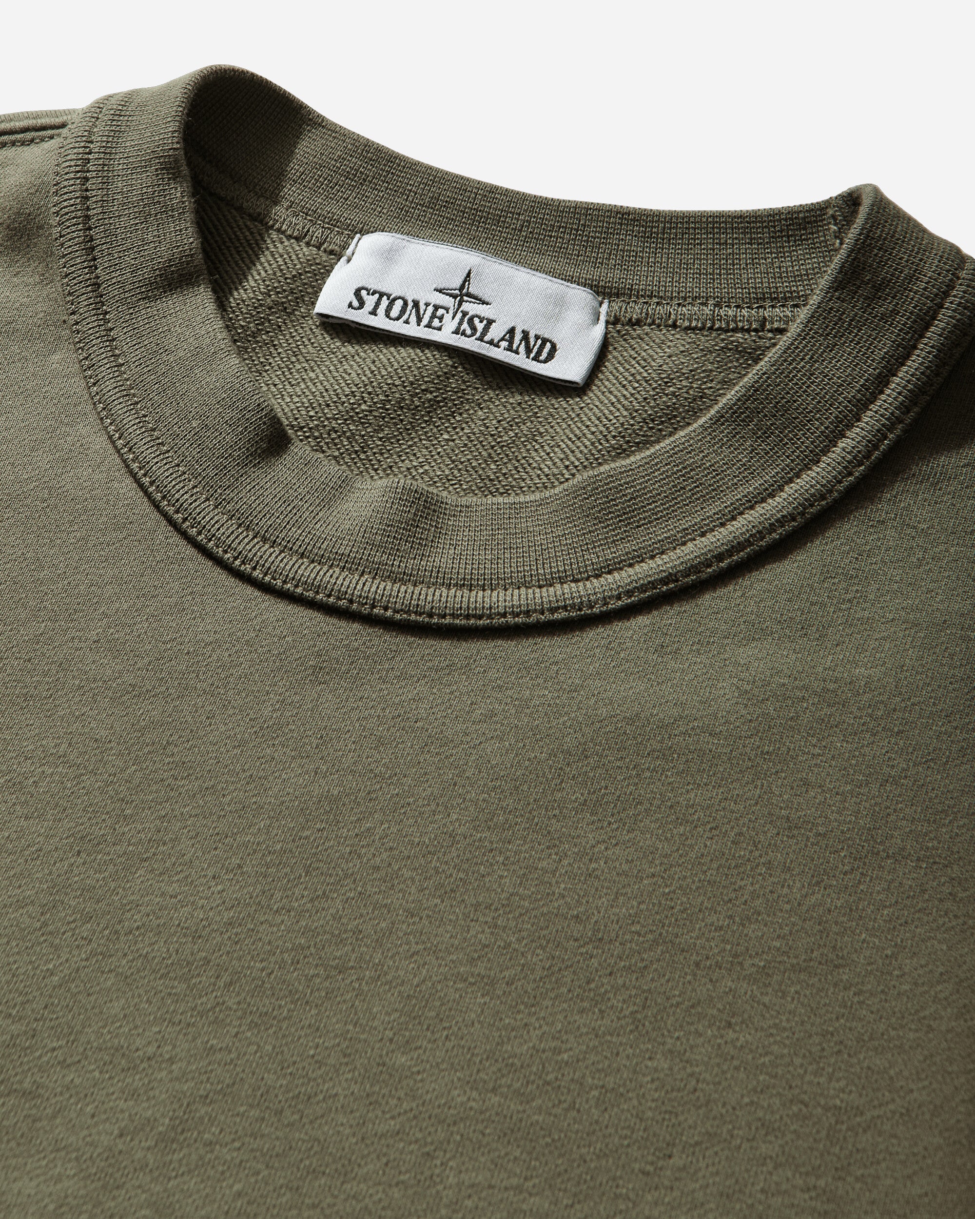 Men's Cotton Fleece Pocket Crewneck Sweatshirt Military Green - Image 4