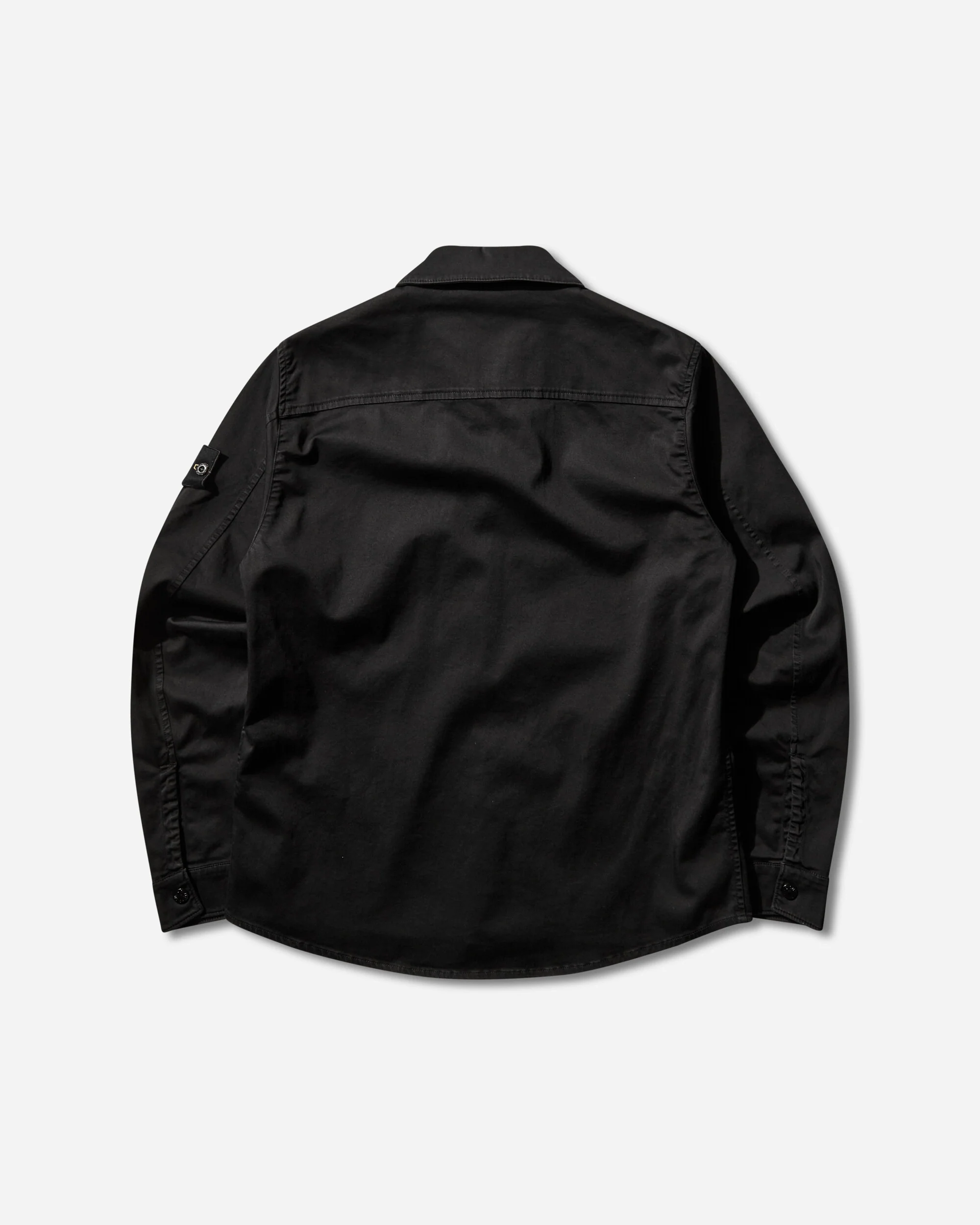 Men's Stretch Organic Cotton Satin Overshirt Black - Image 2