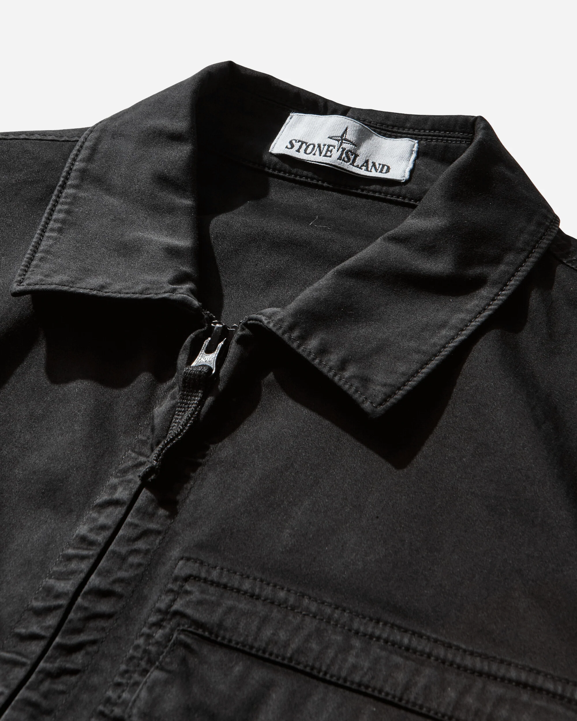 Men's Stretch Organic Cotton Satin Overshirt Black - Image 4