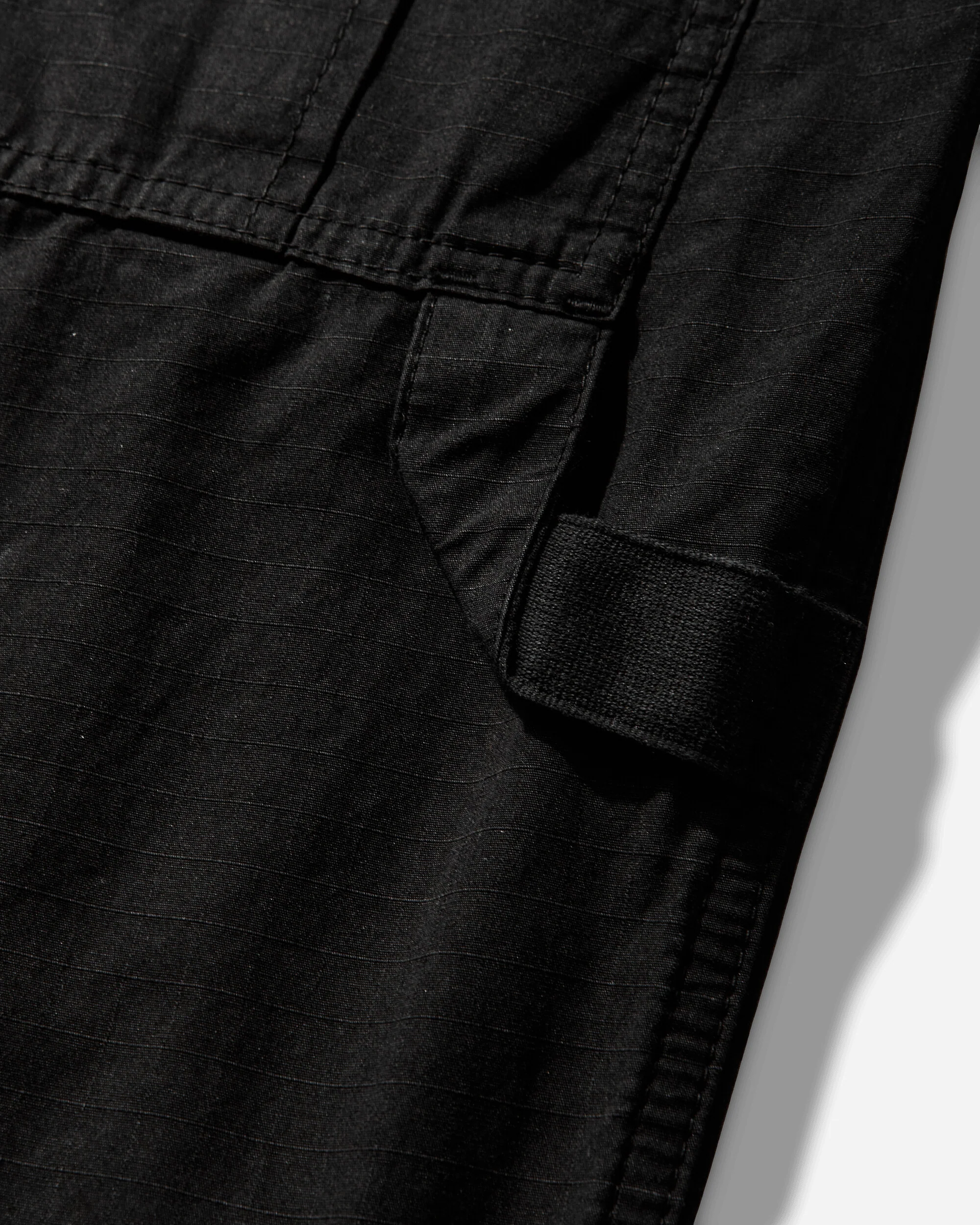 Men's Mercerised Organic Cotton Ripstop Cargo Pants Black - Image 3
