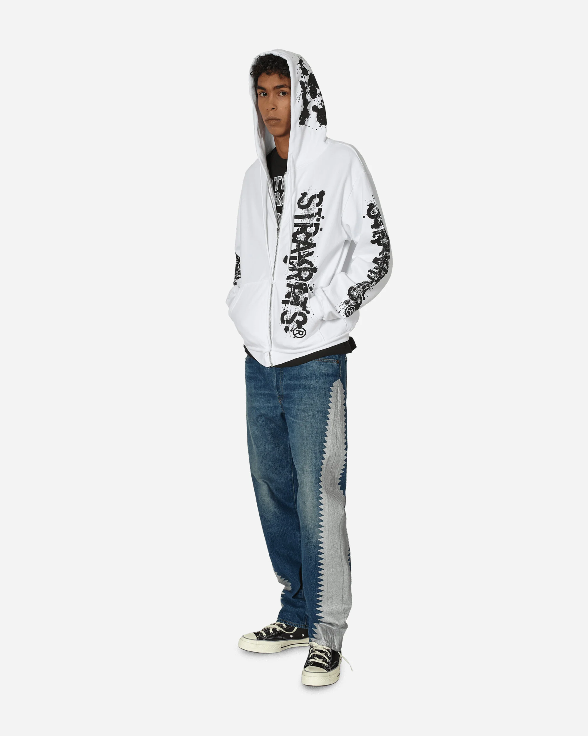 Roadkill Zip Up Hooded Sweatshirt White - Image 4