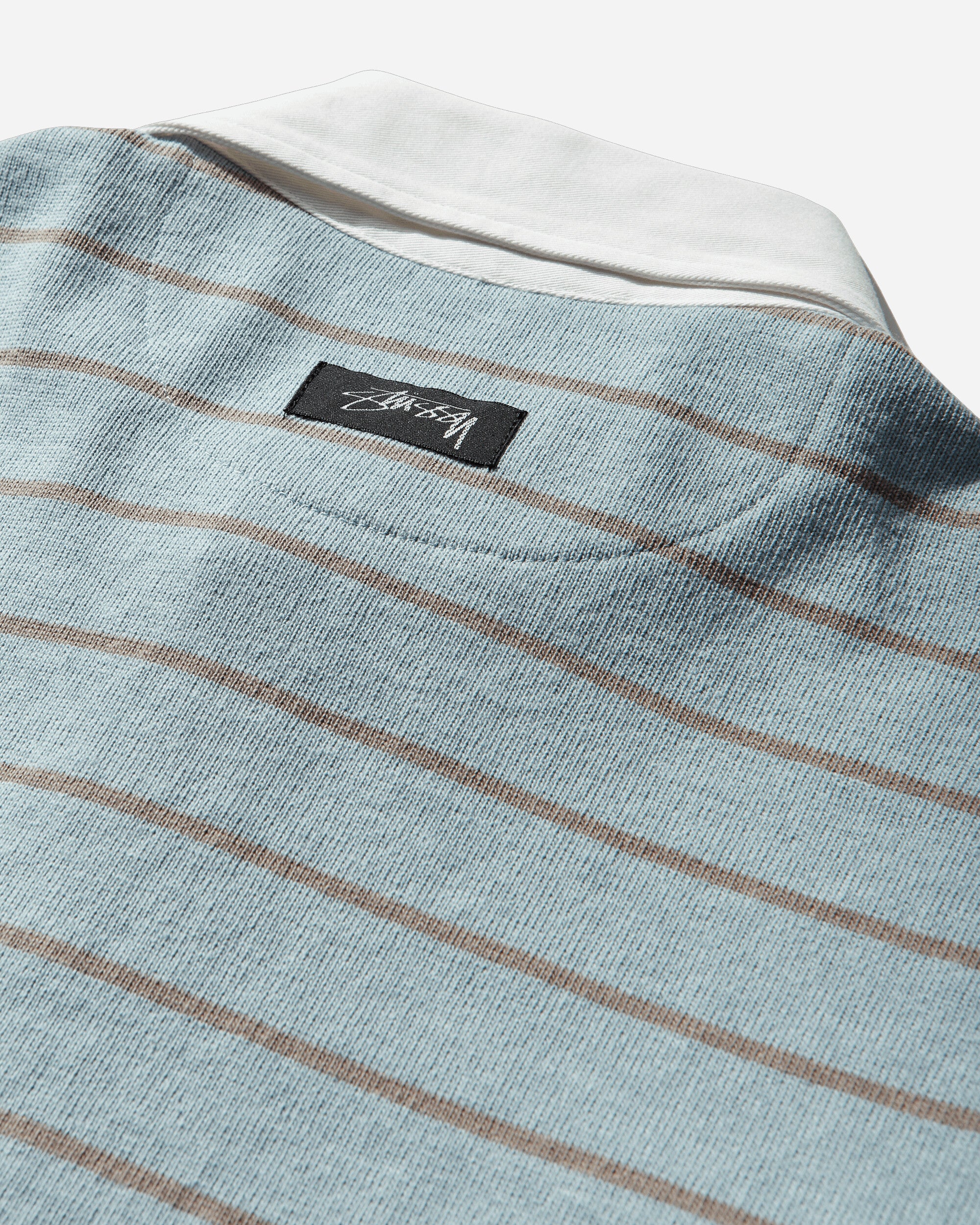 Pin Striped Rugby Polo Shirt Blue - Image 3