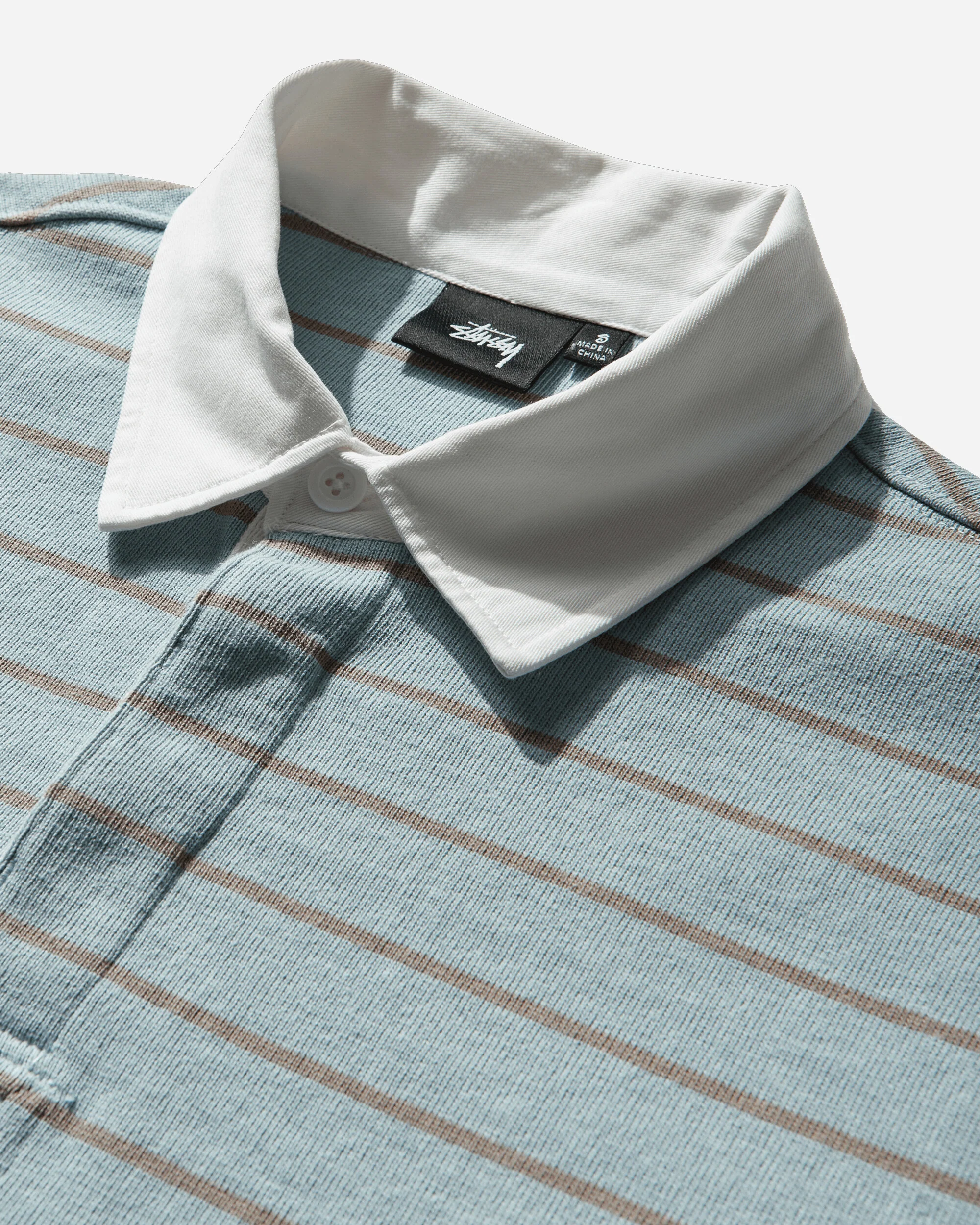 Pin Striped Rugby Polo Shirt Blue - Image 4