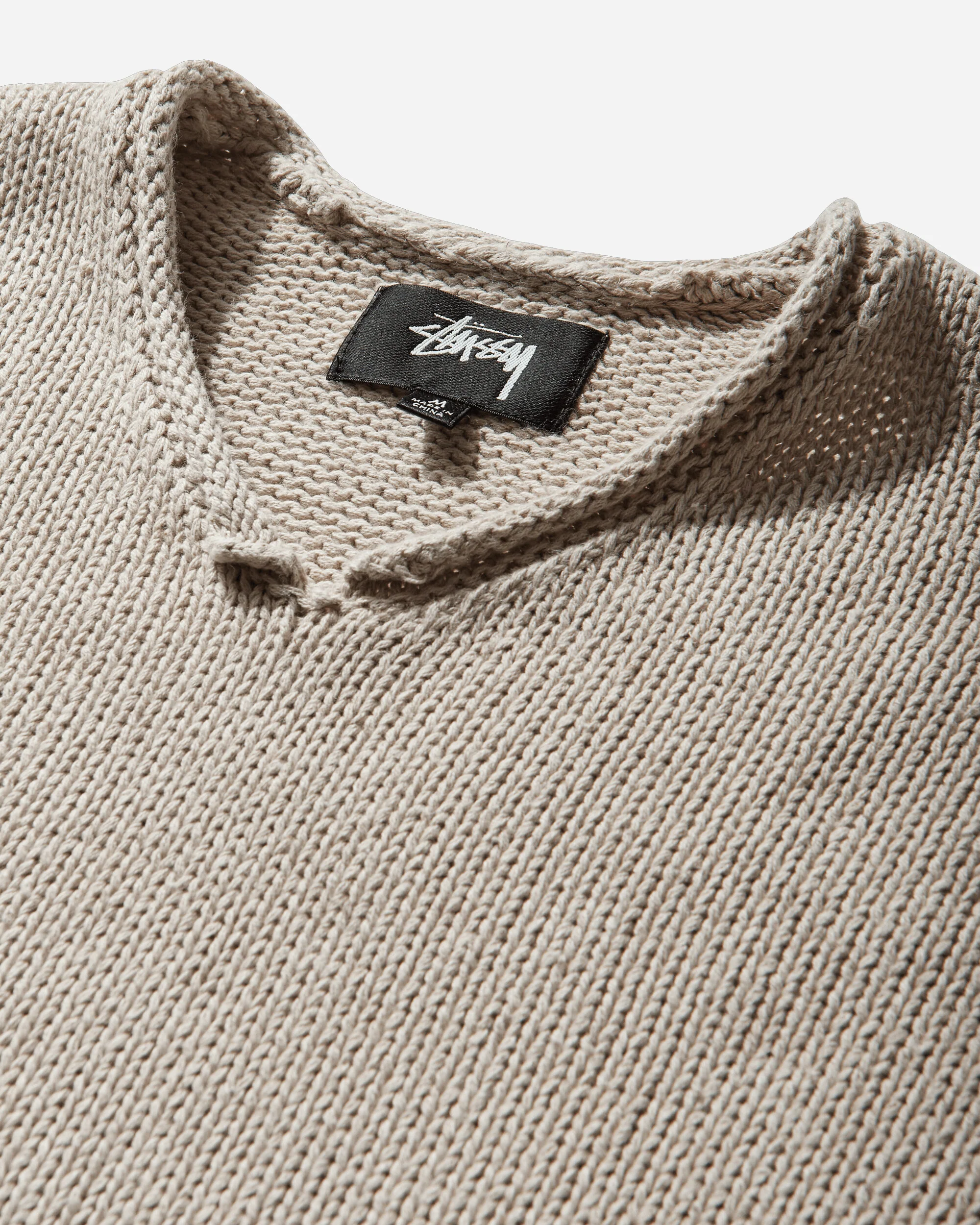 Roll V Neck Sweater Oatmeal - Image 4