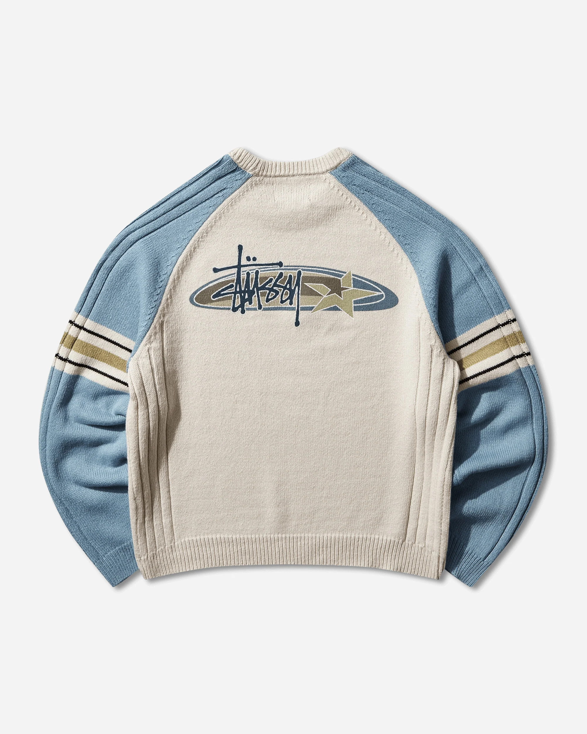 Stripe Raglan Crewneck Sweater Blue - Image 2