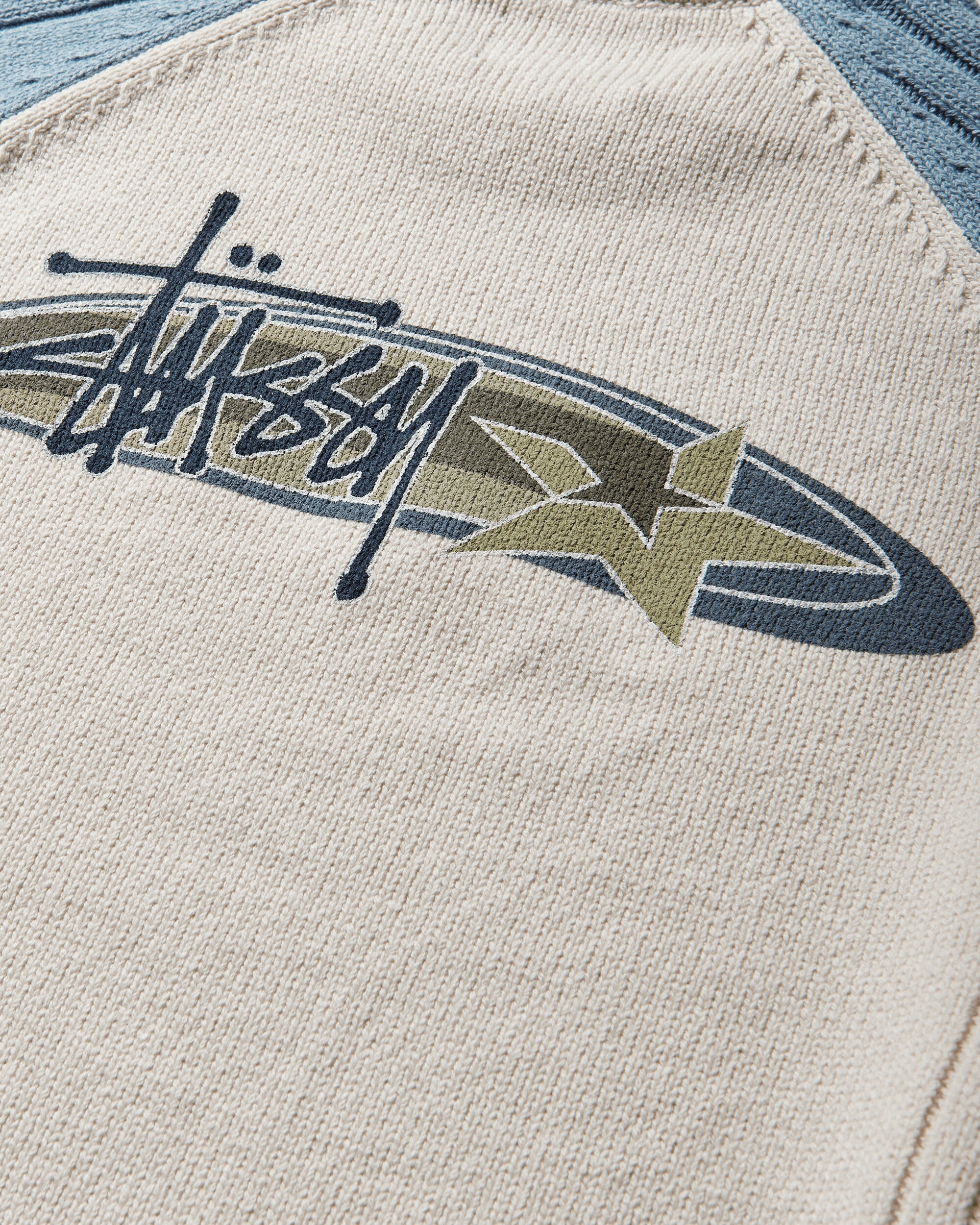 Stripe Raglan Crewneck Sweater Blue - Image 3